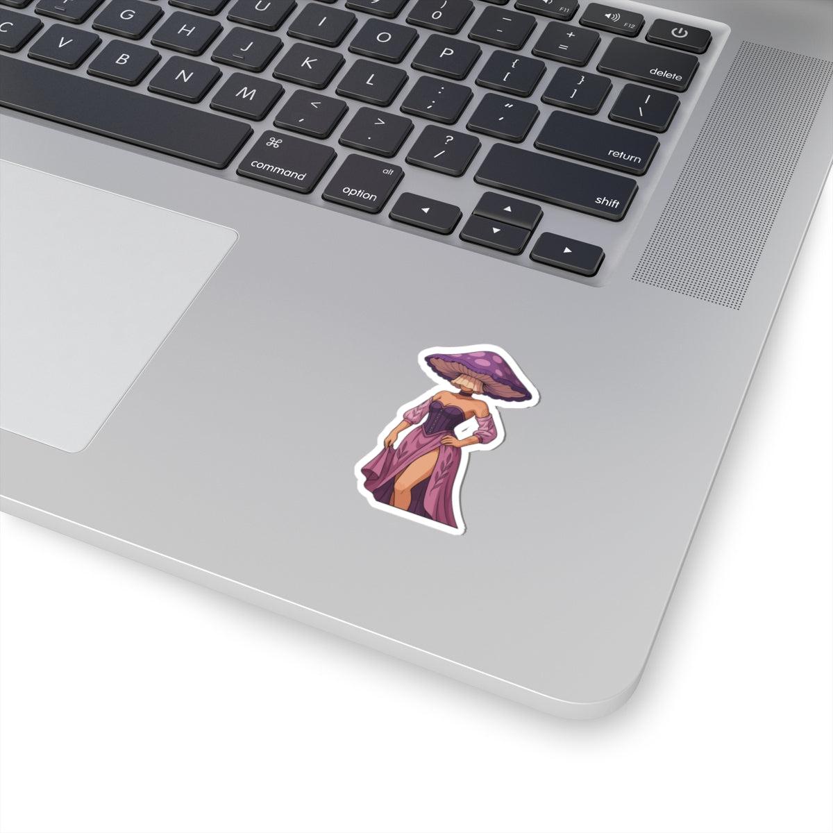 Mushroom Lady Kiss-Cut Sticker — Purple Fairycore Vinyl Sticker for Laptops & Journals