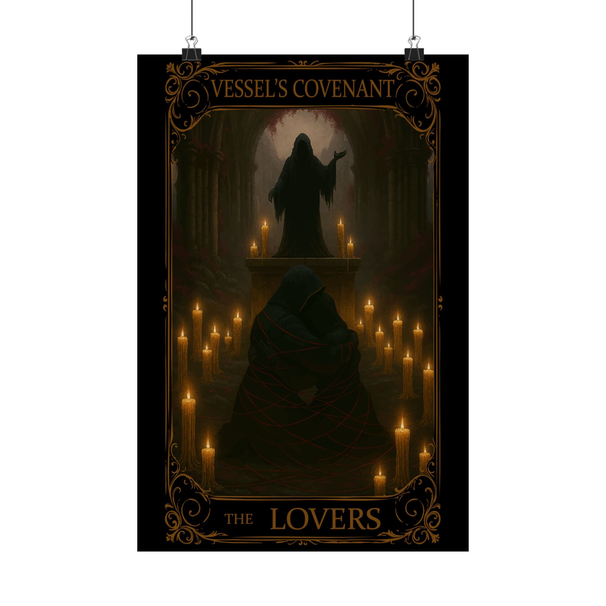 The Lovers Tarot Ethereal Satin Poster Art Print, Dark Romance Wall Decor, Gothic Home Decoration, Occult Aesthetic Wall Art