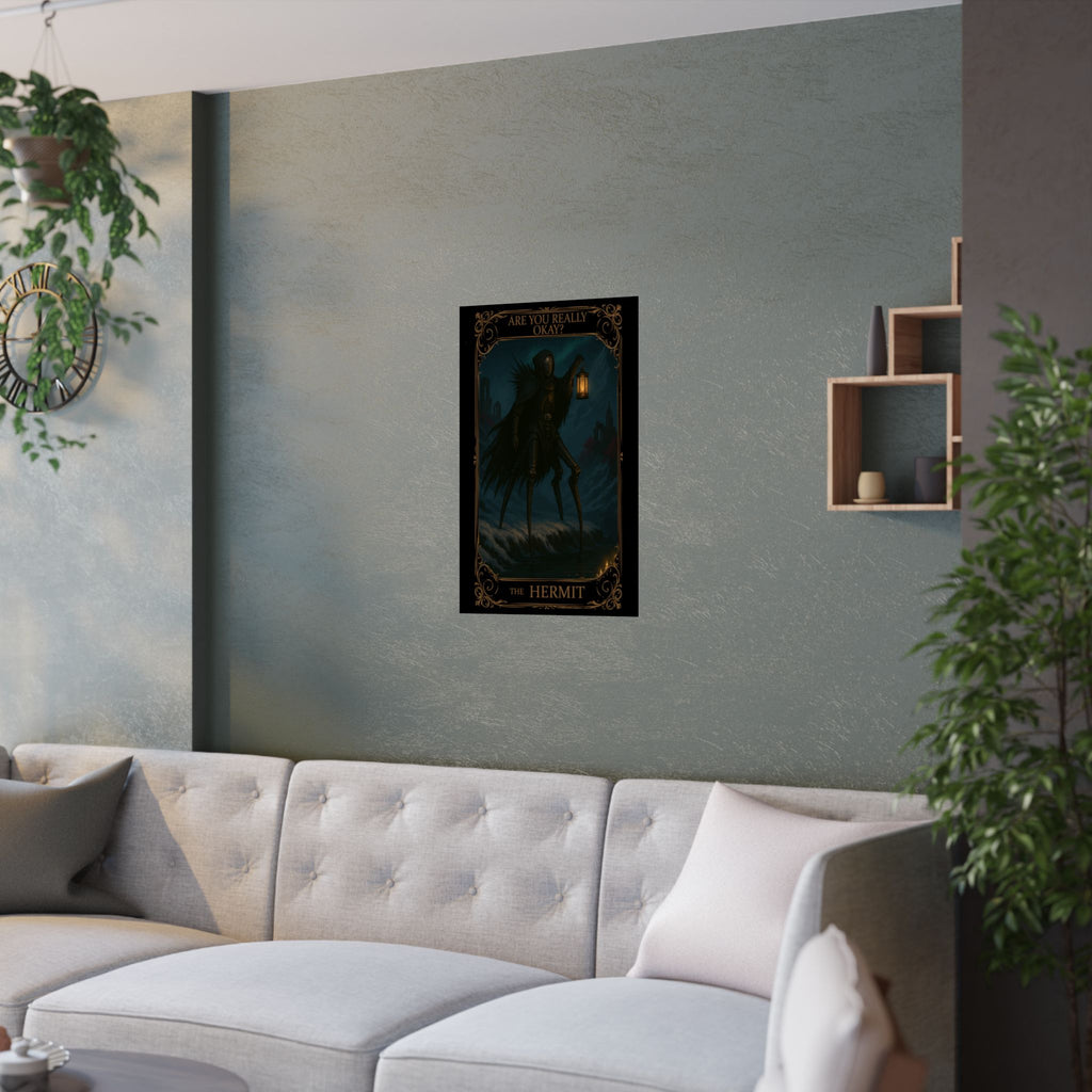 The Hermit Tarot-Mystical Satin Posters, Wall Art Print, Dark Aesthetic Decor, Home Wall Hanging, Gothic Art for Mental Health Awareness