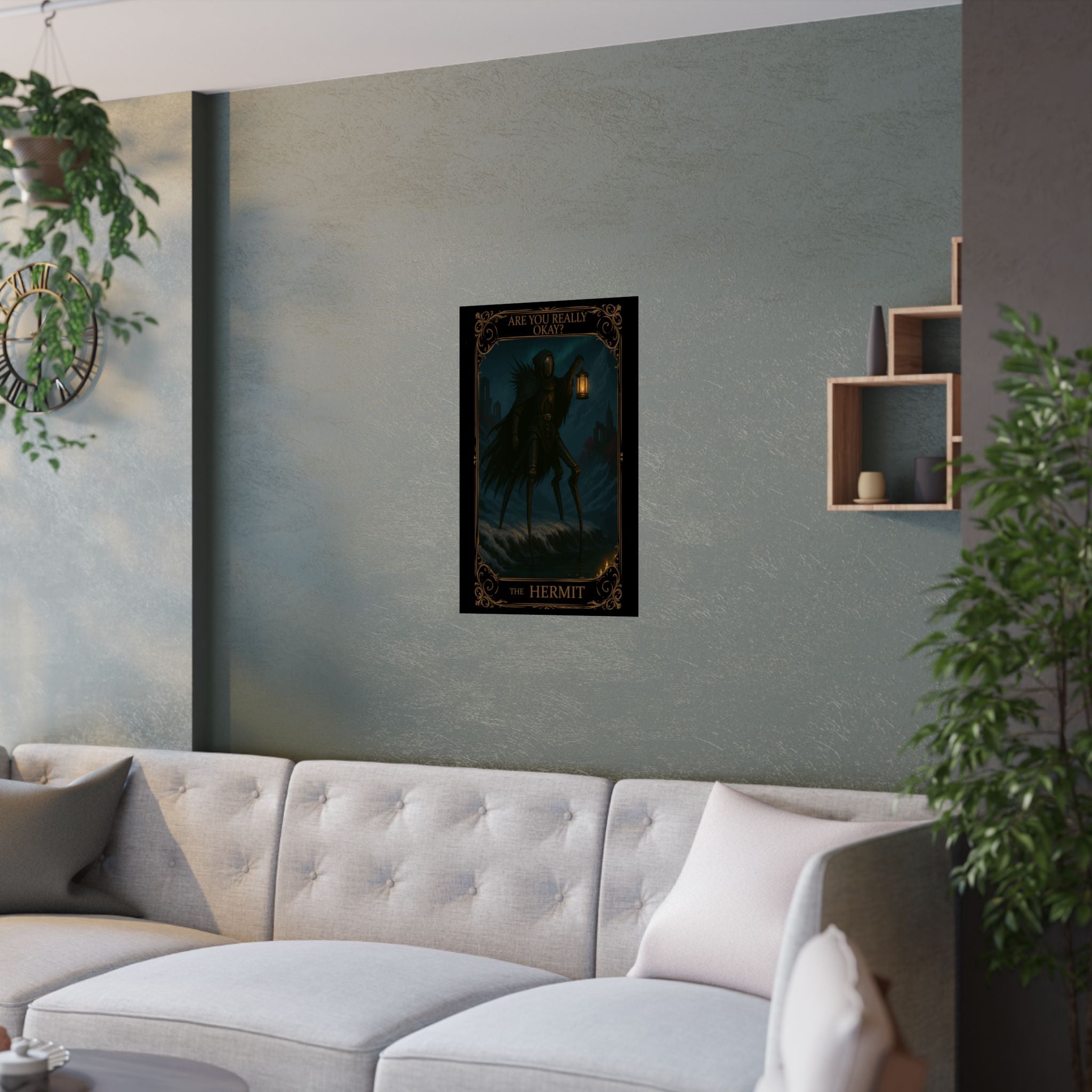 The Hermit Tarot-Mystical Satin Posters, Wall Art Print, Dark Aesthetic Decor, Home Wall Hanging, Gothic Art for Mental Health Awareness