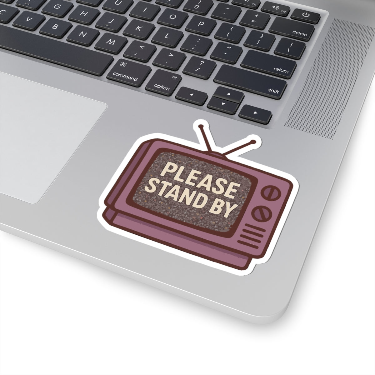 90's Retro TV Sticker — "Please Stand By" Vintage Aesthetic Laptop Decal