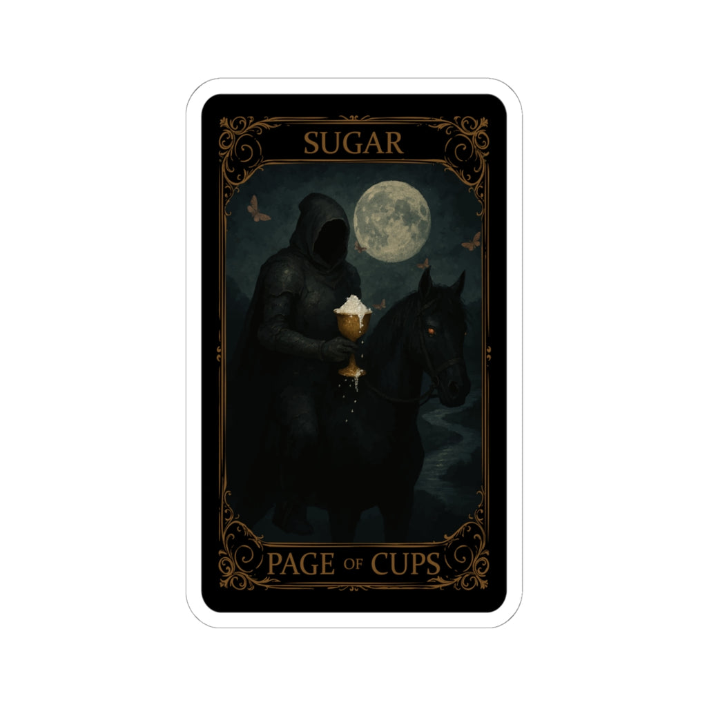 Page of Cups Tarot- Kiss-Cut Stickers, Page of Cups Design, Dark Aesthetic Decor, Unique Gifts for Tarot Lovers, Laptop and Journal Stickers