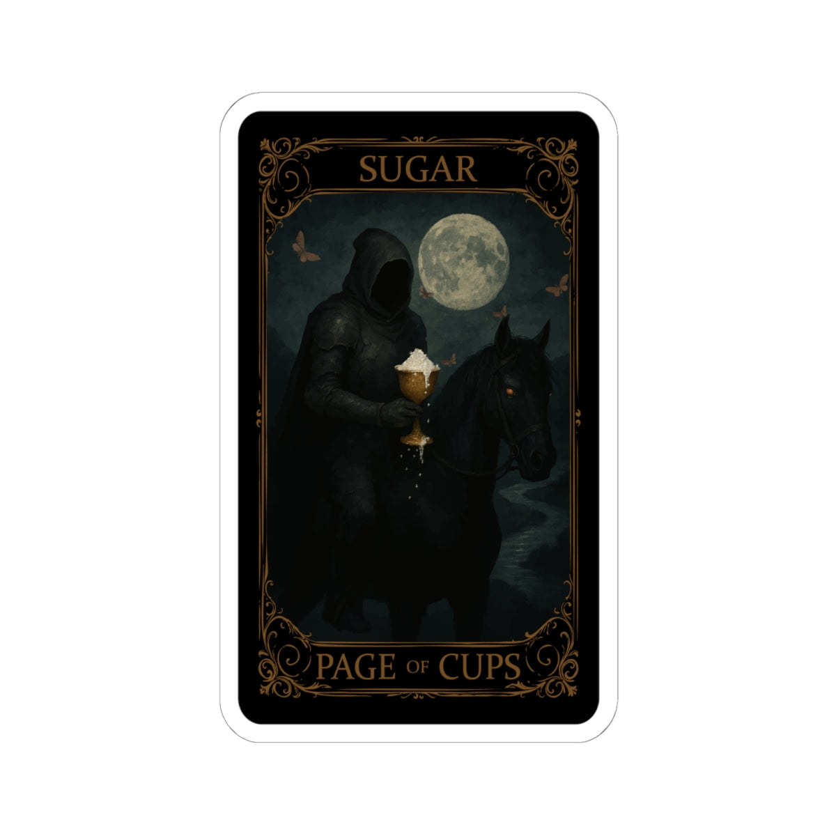 Page of Cups Tarot- Kiss-Cut Stickers, Page of Cups Design, Dark Aesthetic Decor, Unique Gifts for Tarot Lovers, Laptop and Journal Stickers