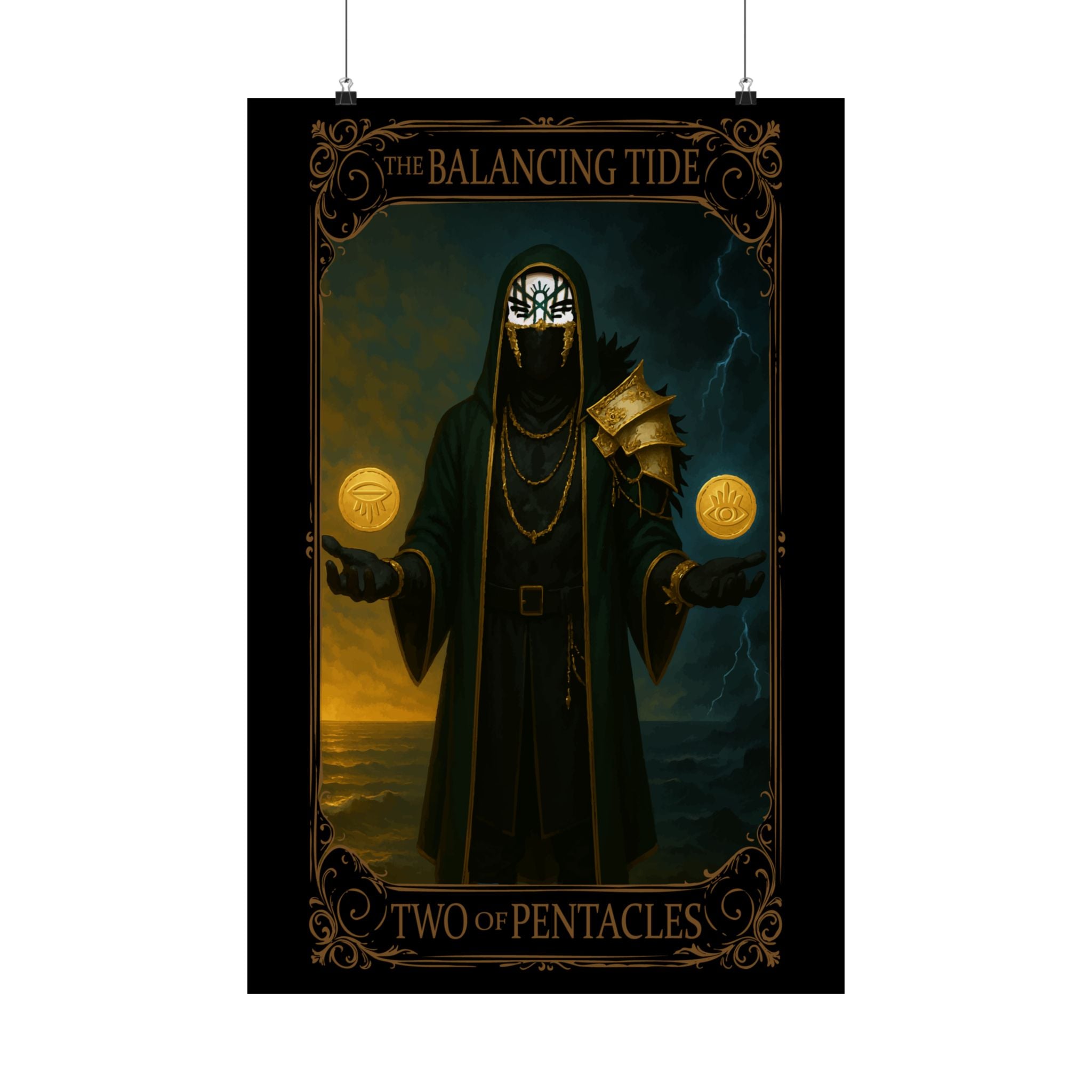 Two of Pentacles Tarot- Mystical Art Satin Posters, Wall Decor for Tarot Lovers, Unique Gift for Home, Spiritual Decor, Collector's Item