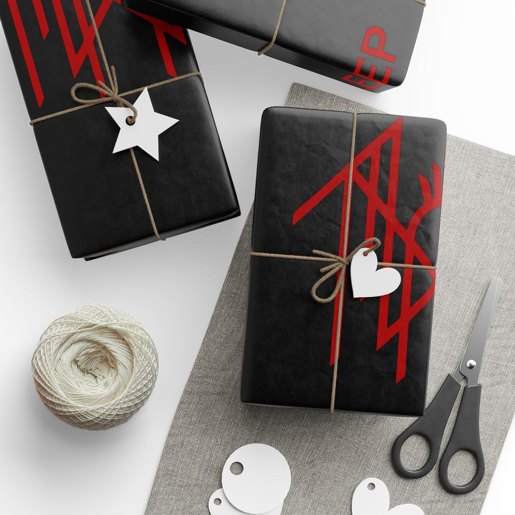 Black & Red Spider Pattern Wrapping Paper Roll — Gothic Gift Wrap for Halloween & Fans