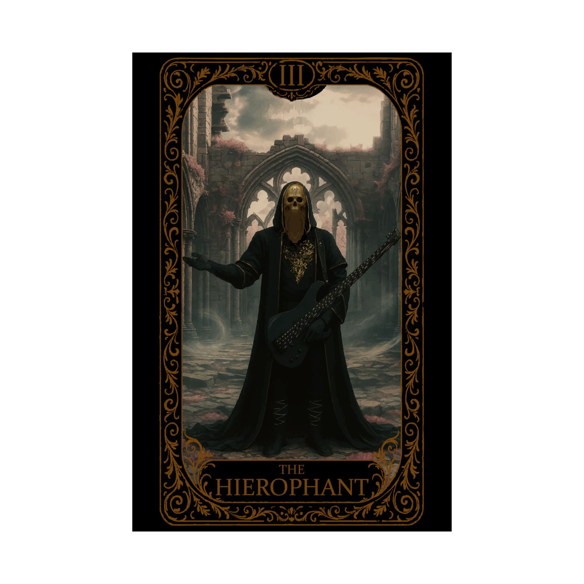 The Hierophant Tarot, Gothic Satin Poster, Unique Art Print, Wall Decor, Tarot Card Home Decor, Gothic Aesthetic Wall Art