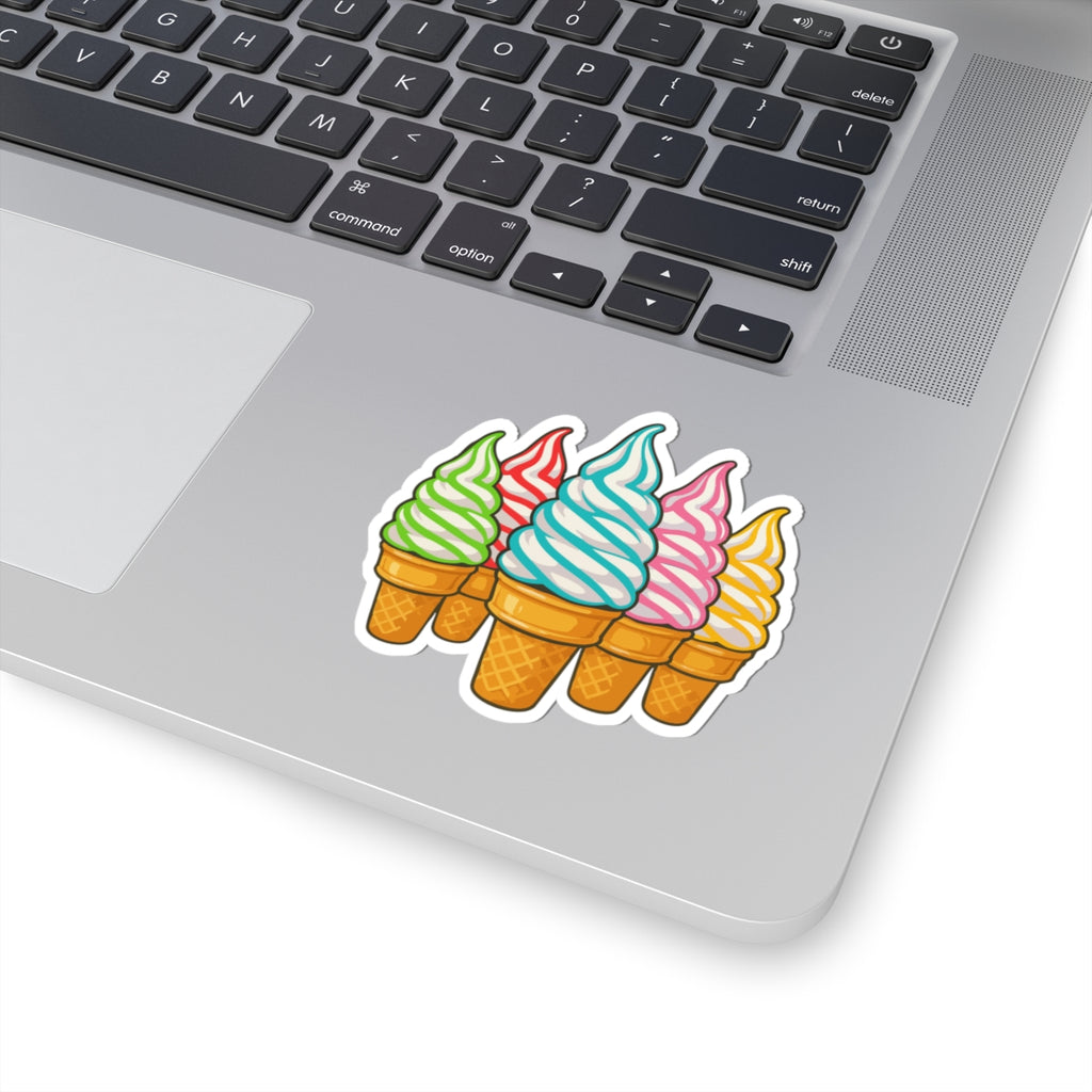 90's Colorful Soft Serve Ice Cream Sticker Pack — Cute Kiss-Cut Vinyl Decal