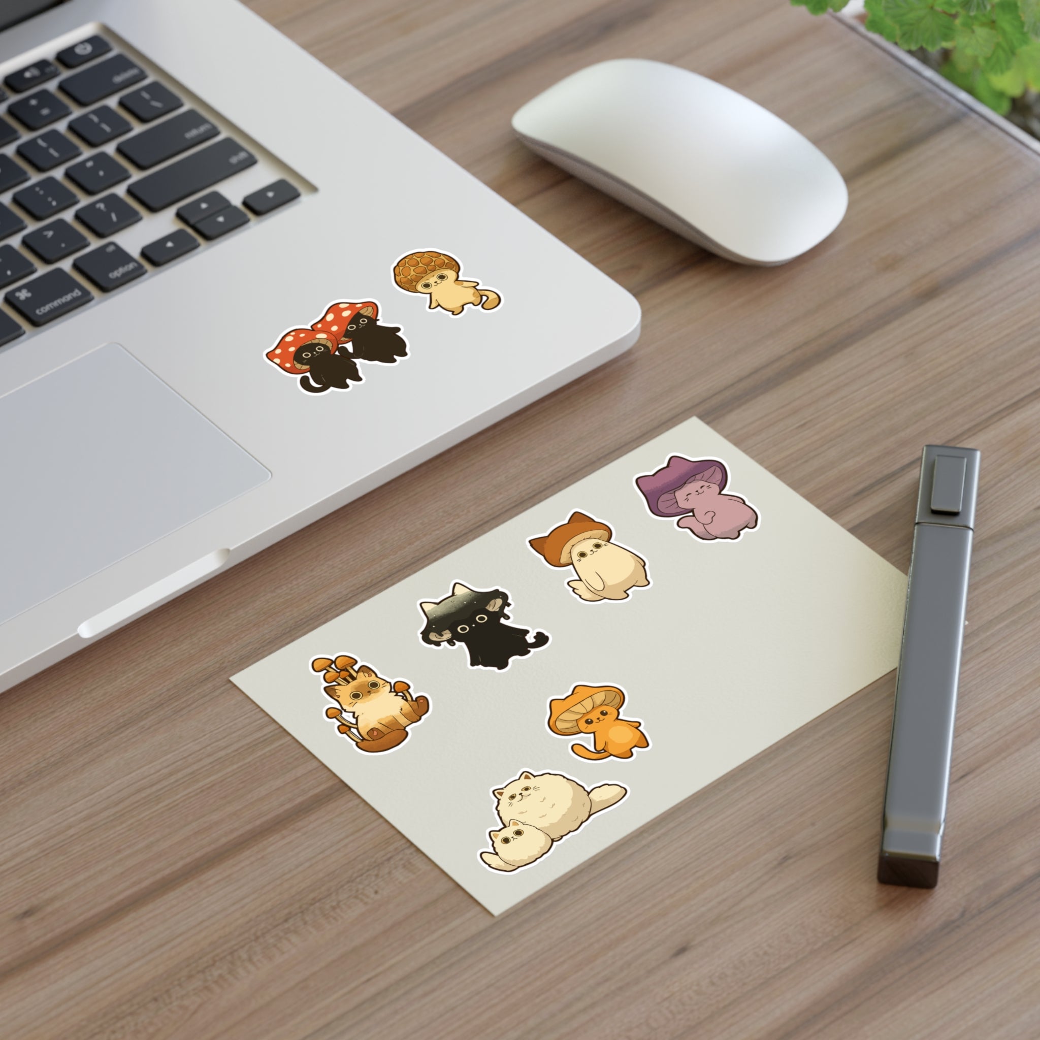 Mushroom Cat Sticker Sheet — Cute Kawaii Mushroom Cats Planner Stickers