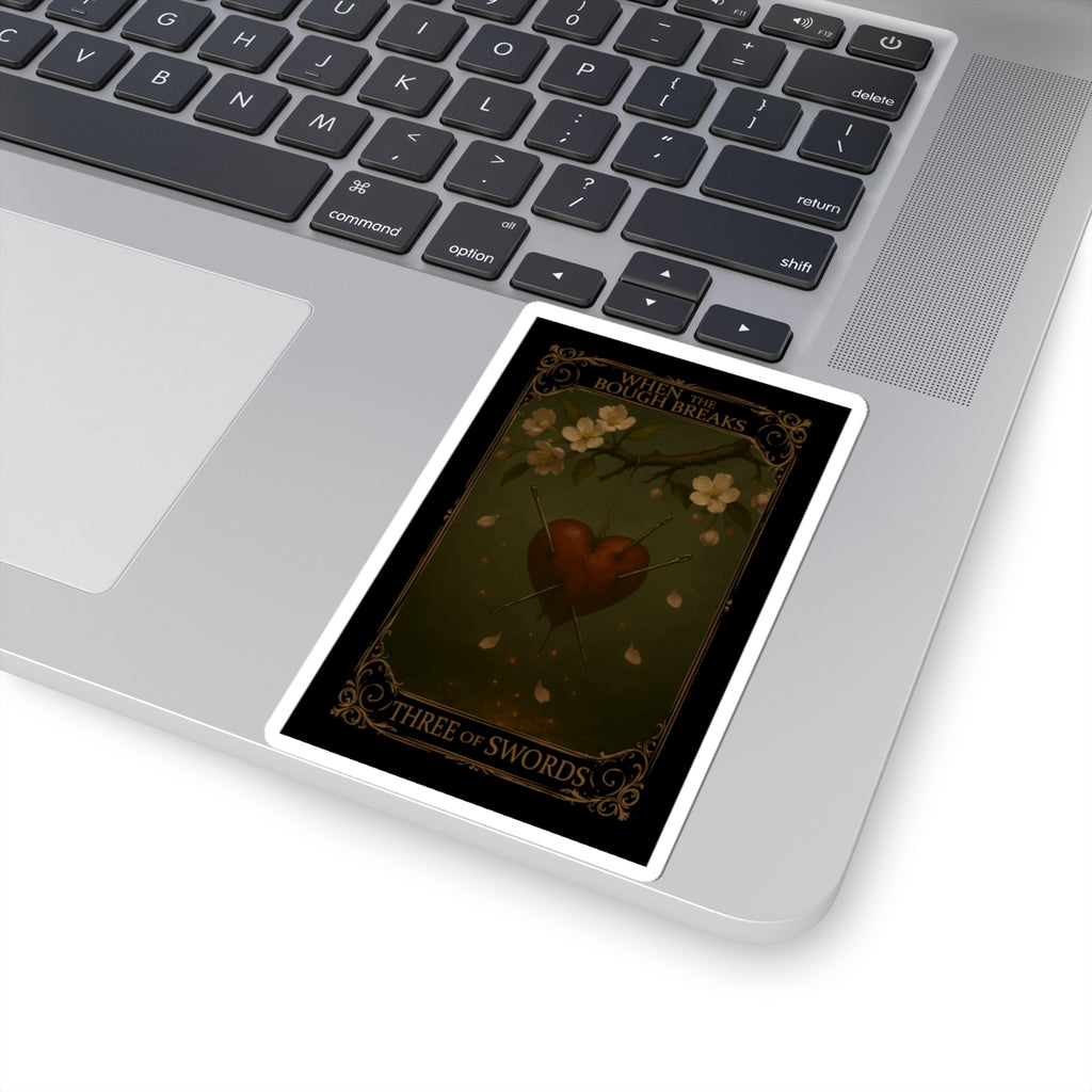Three of Swords Tarot- Mood-Enhancing Kiss-Cut Stickers, Three Swords Heart Design, Perfect for Journals, Laptops, Gifts, Home Decor, Romantic Occasions