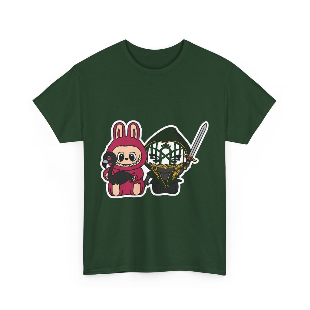 Labubu Chibi Band Member Cute Bunny and Ninja Unisex Heavy Cotton Tee, Fun Graphic Tee, Casual Wear, Cute Outfit, Fun T-Shirt