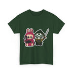 Labubu Chibi Band Member Cute Bunny and Ninja Unisex Heavy Cotton Tee, Fun Graphic Tee, Casual Wear, Cute Outfit, Fun T-Shirt