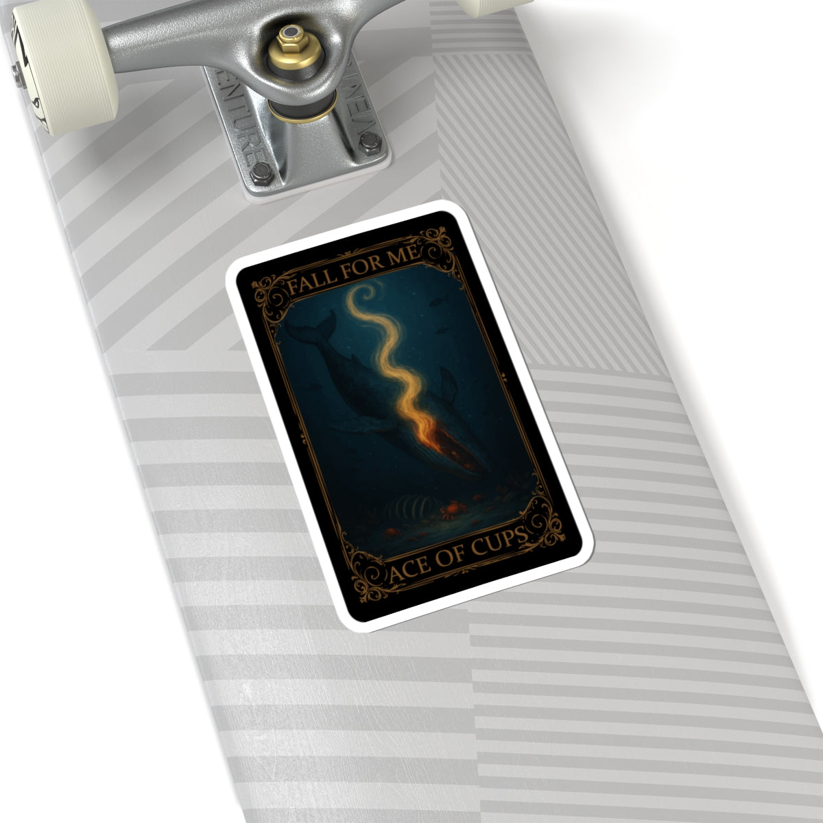 Ace of Cups Tarot -Mystical Whale Kiss-Cut Stickers, Tarot Card Decor, Laptop Stickers, Gift for Tarot Lovers, Nautical Aesthetic, Spiritual Gift