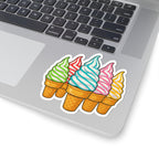 90's Colorful Soft Serve Ice Cream Sticker Pack — Cute Kiss-Cut Vinyl Decal