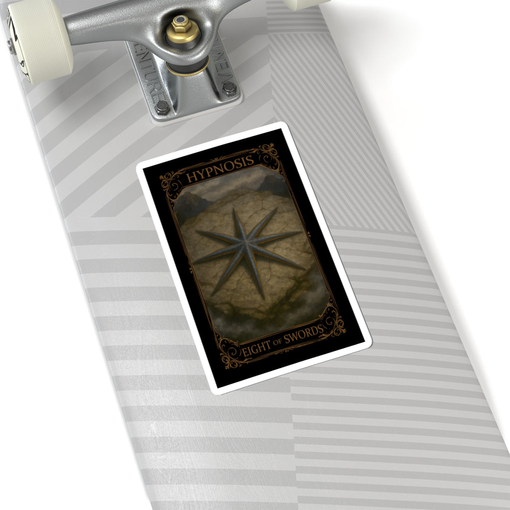 Eight of Swords Tarot- Mystical Tarot Stickers, Hypnosis Eight of Swords Art, Esoteric Decoration, Spiritual Gifts, Laptop Decor, Witchy Aesthetic