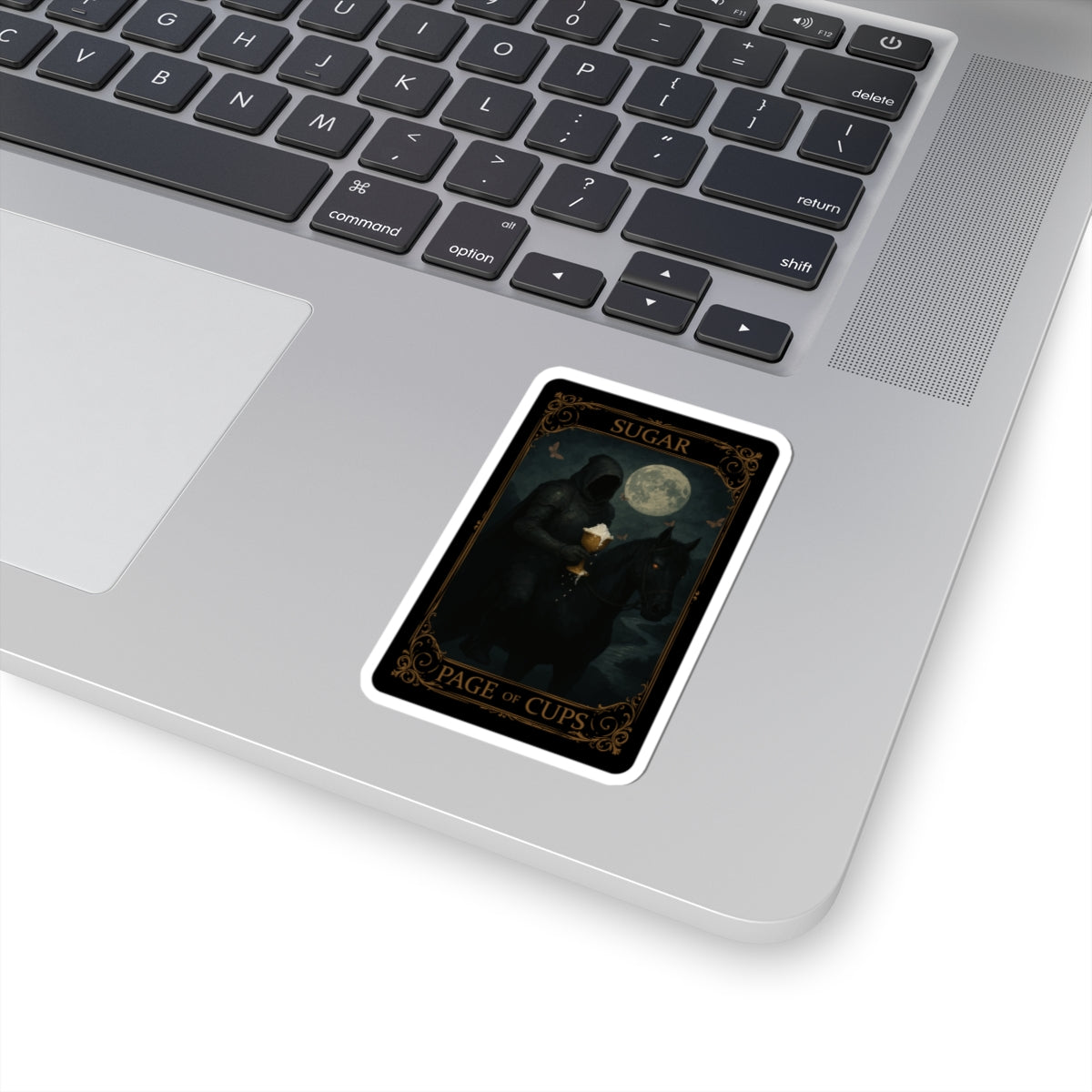 Page of Cups Tarot- Kiss-Cut Stickers, Page of Cups Design, Dark Aesthetic Decor, Unique Gifts for Tarot Lovers, Laptop and Journal Stickers
