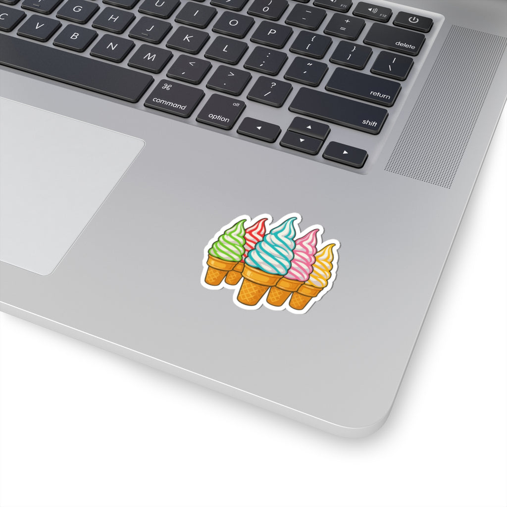 90's Colorful Soft Serve Ice Cream Sticker Pack — Cute Kiss-Cut Vinyl Decal