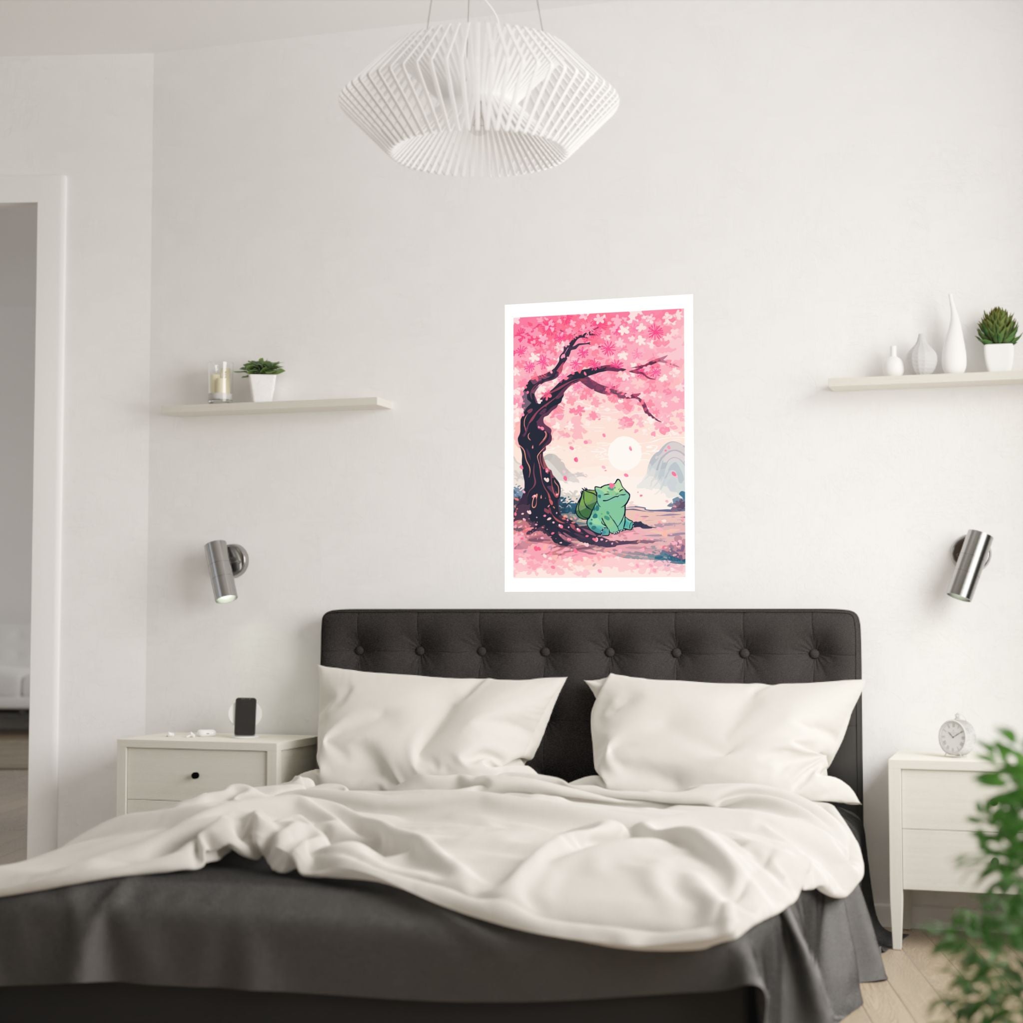 Satin Poster — Cherry Blossom Bulbsaur Wall Art (210gsm)