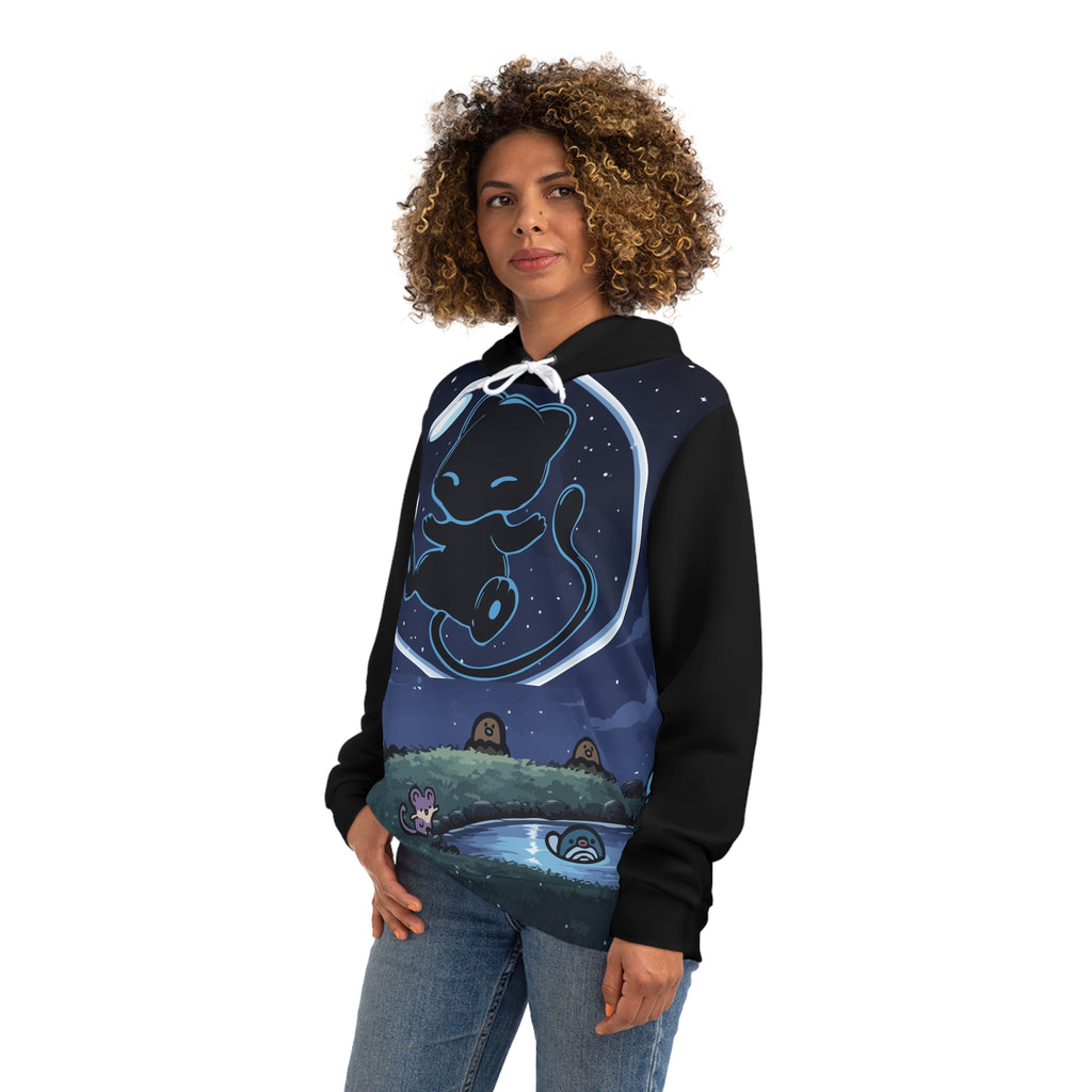 Dark bubble mew-Cute Cosmic Creature Hoodie — Night Sky Alien Art Pullover