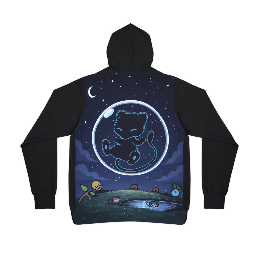 Dark Bubble Mew-Celestial Cat Athletic Hoodie — Cute Night Sky All-Over Print