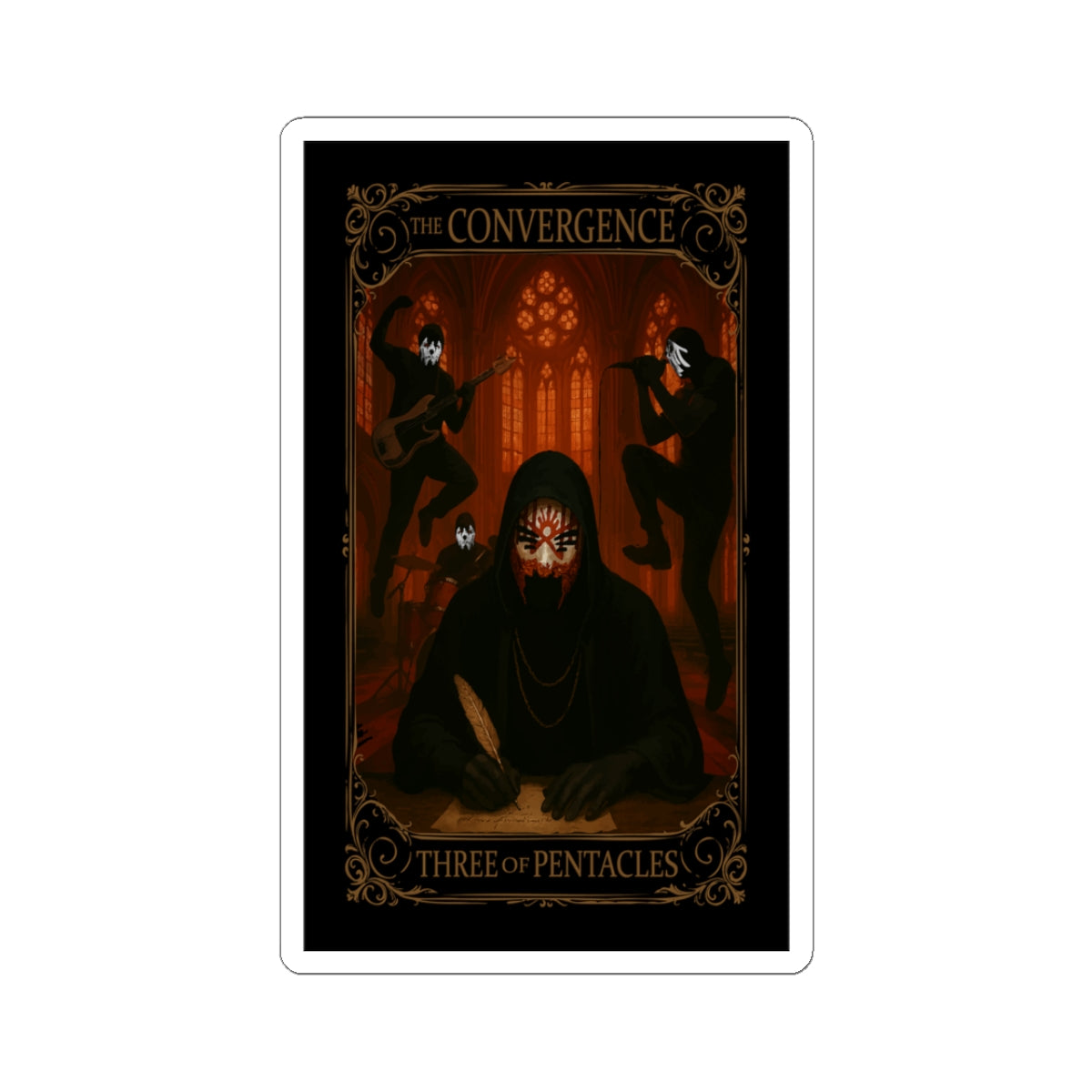 Three of Pentacles Tarot- Mystical Kiss-Cut Stickers - Intriguing Art for Planners, Laptops, Journals, Gifts, Decor