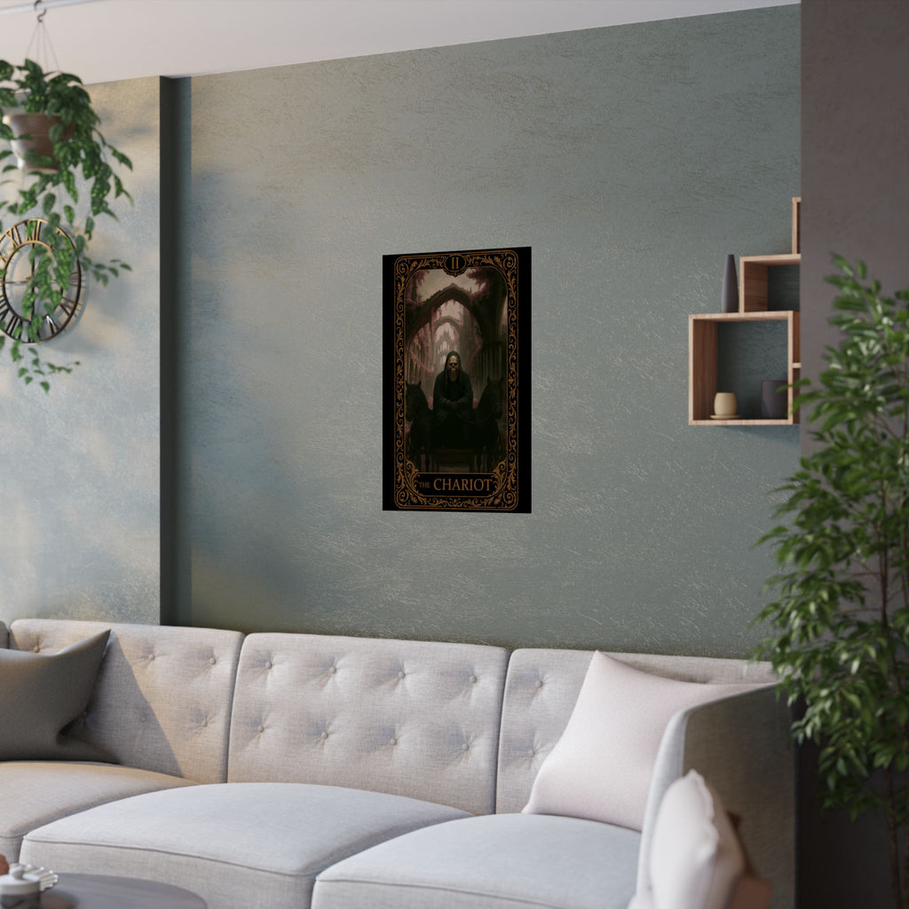 The Chariot- Dark Fantasy Satin Poster, Gothic Wall Art Print, Tarot-Themed Decor, Mystical Home Decoration, Unique Gift for Occasions