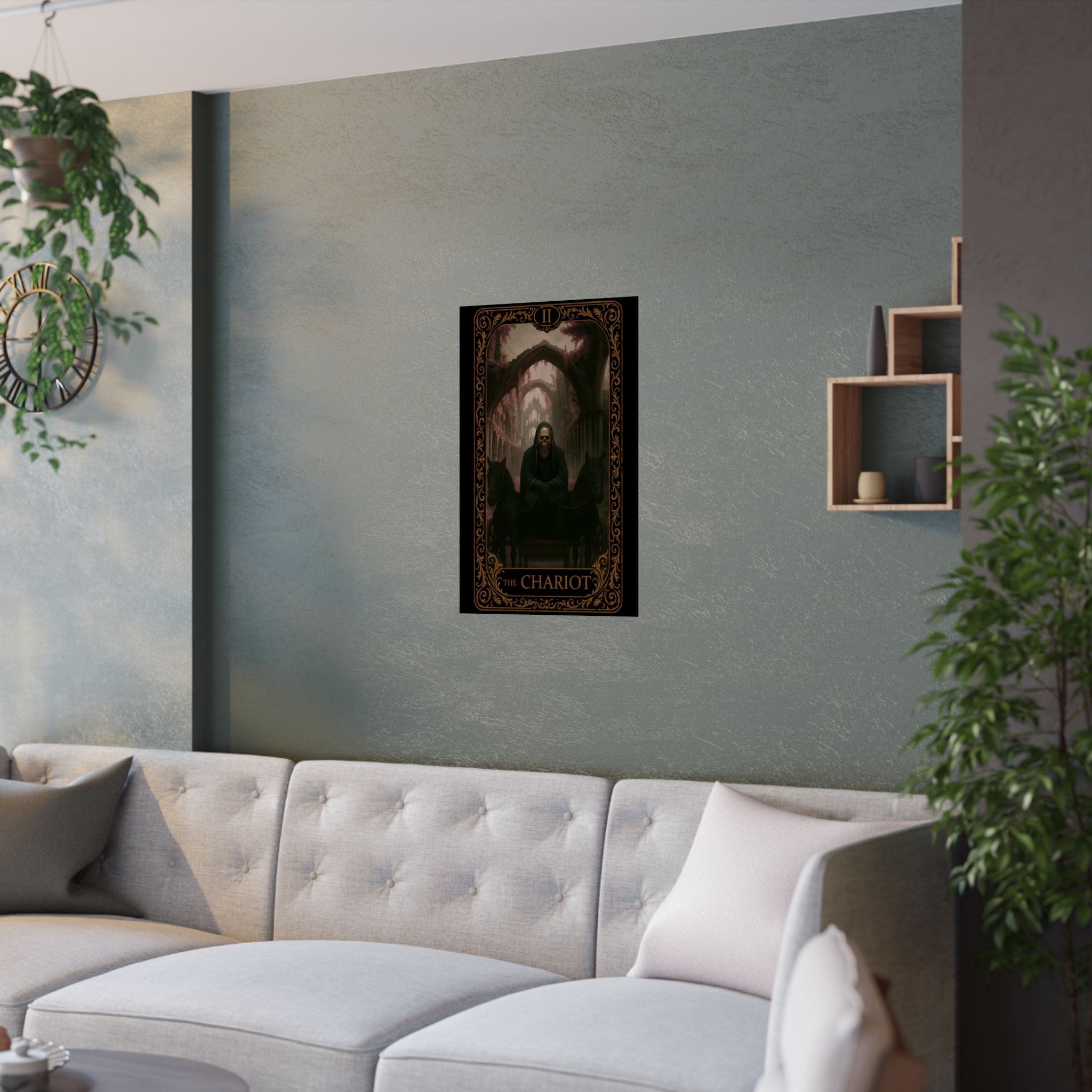 The Chariot- Dark Fantasy Satin Poster, Gothic Wall Art Print, Tarot-Themed Decor, Mystical Home Decoration, Unique Gift for Occasions