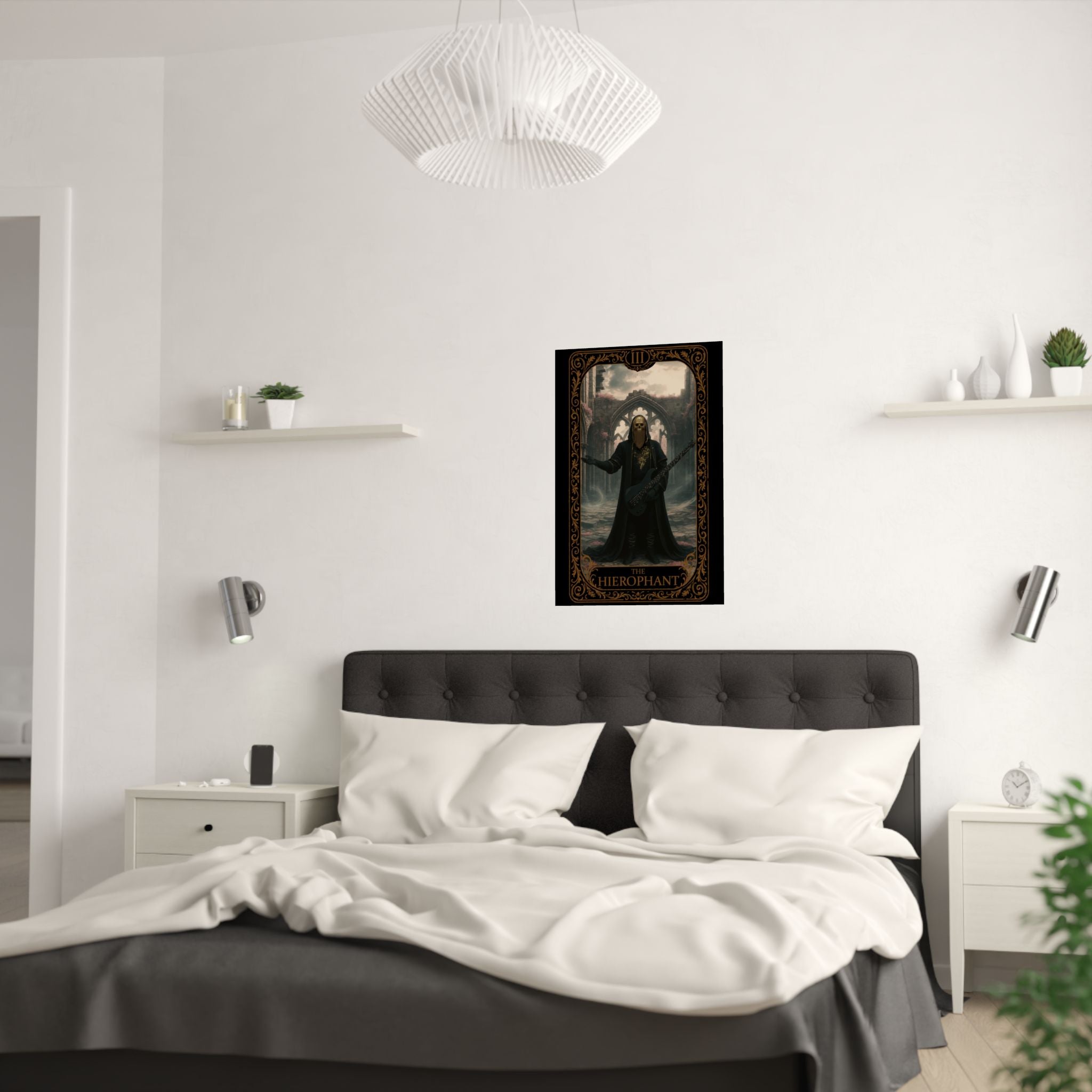 The Hierophant Tarot, Gothic Satin Poster, Unique Art Print, Wall Decor, Tarot Card Home Decor, Gothic Aesthetic Wall Art
