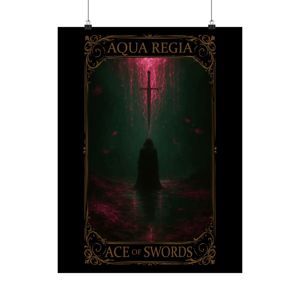 Ace of Swords Tarot- Mystical Satin Poster - Ace of Swords Art Print, Dark Wall Decor, Tarot-Inspired Home Decor, Spiritual Aesthetic, Gothic Wall Art