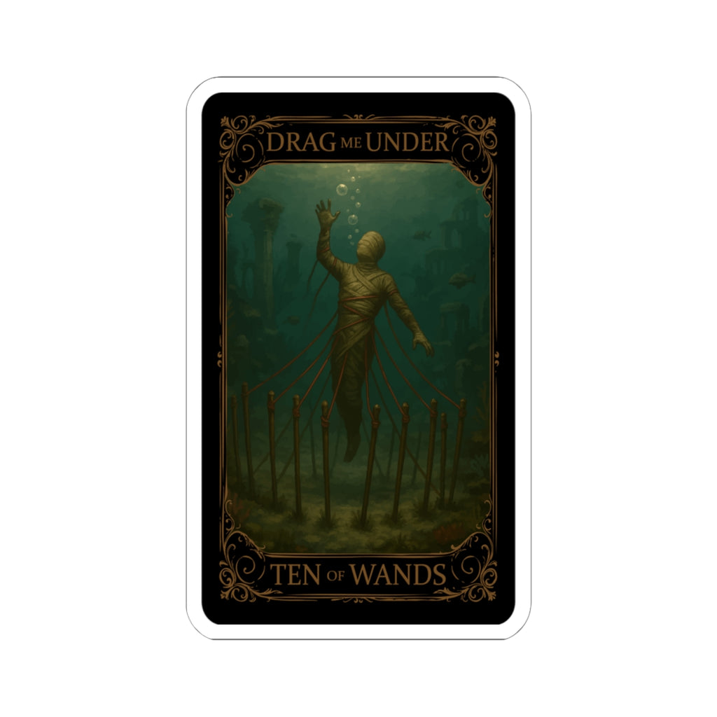 Ten Of Wands- Mystical Tarot Stickers, Enigmatic Art Stickers, Ten of Wands Décor, Gothic Theme Stickers, Unique Laptop Stickers, Witchy Decor