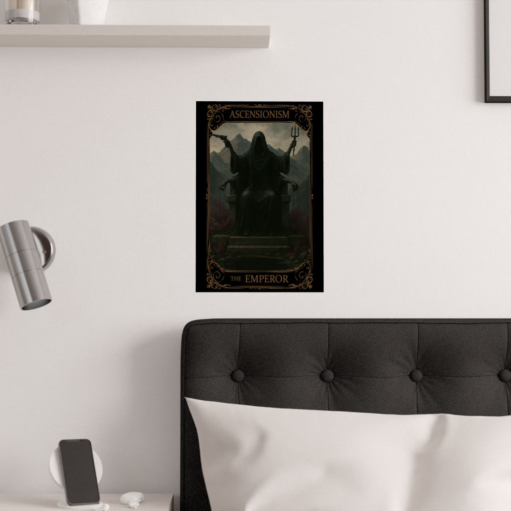 The Emperor Tarot, Mystical Satin Poster Art, Wall Decor, Fantasy Artwork, Gift for Fans, Gothic Decor, Home Aesthetic