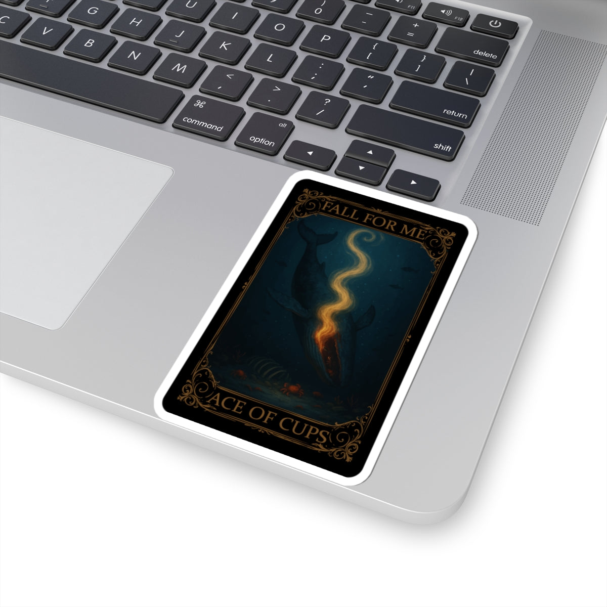 Ace of Cups Tarot -Mystical Whale Kiss-Cut Stickers, Tarot Card Decor, Laptop Stickers, Gift for Tarot Lovers, Nautical Aesthetic, Spiritual Gift