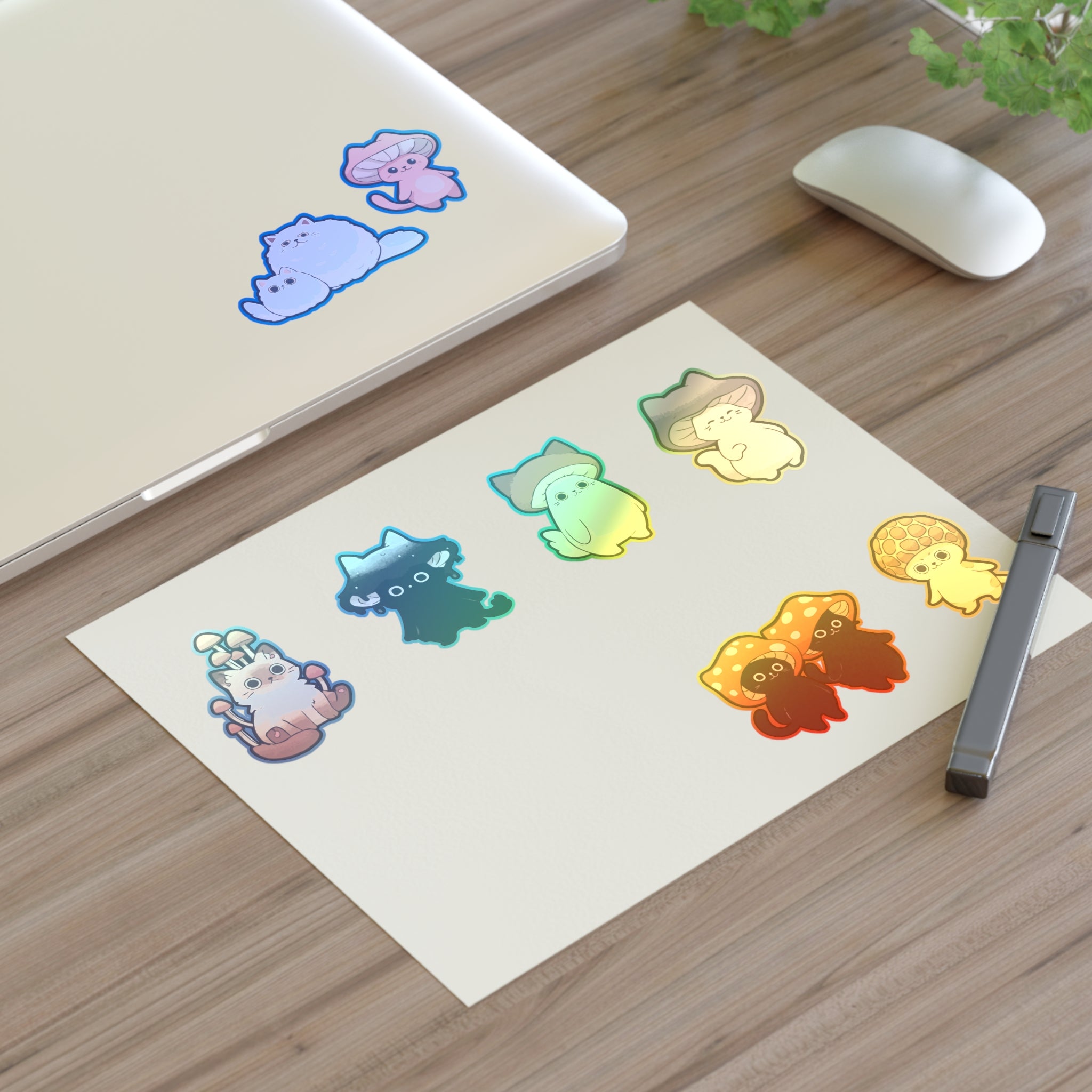 Mushroom Cat Sticker Sheet — Cute Kawaii Mushroom Cats Planner Stickers