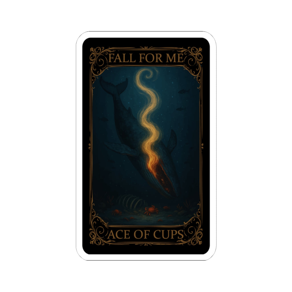 Ace of Cups Tarot -Mystical Whale Kiss-Cut Stickers, Tarot Card Decor, Laptop Stickers, Gift for Tarot Lovers, Nautical Aesthetic, Spiritual Gift