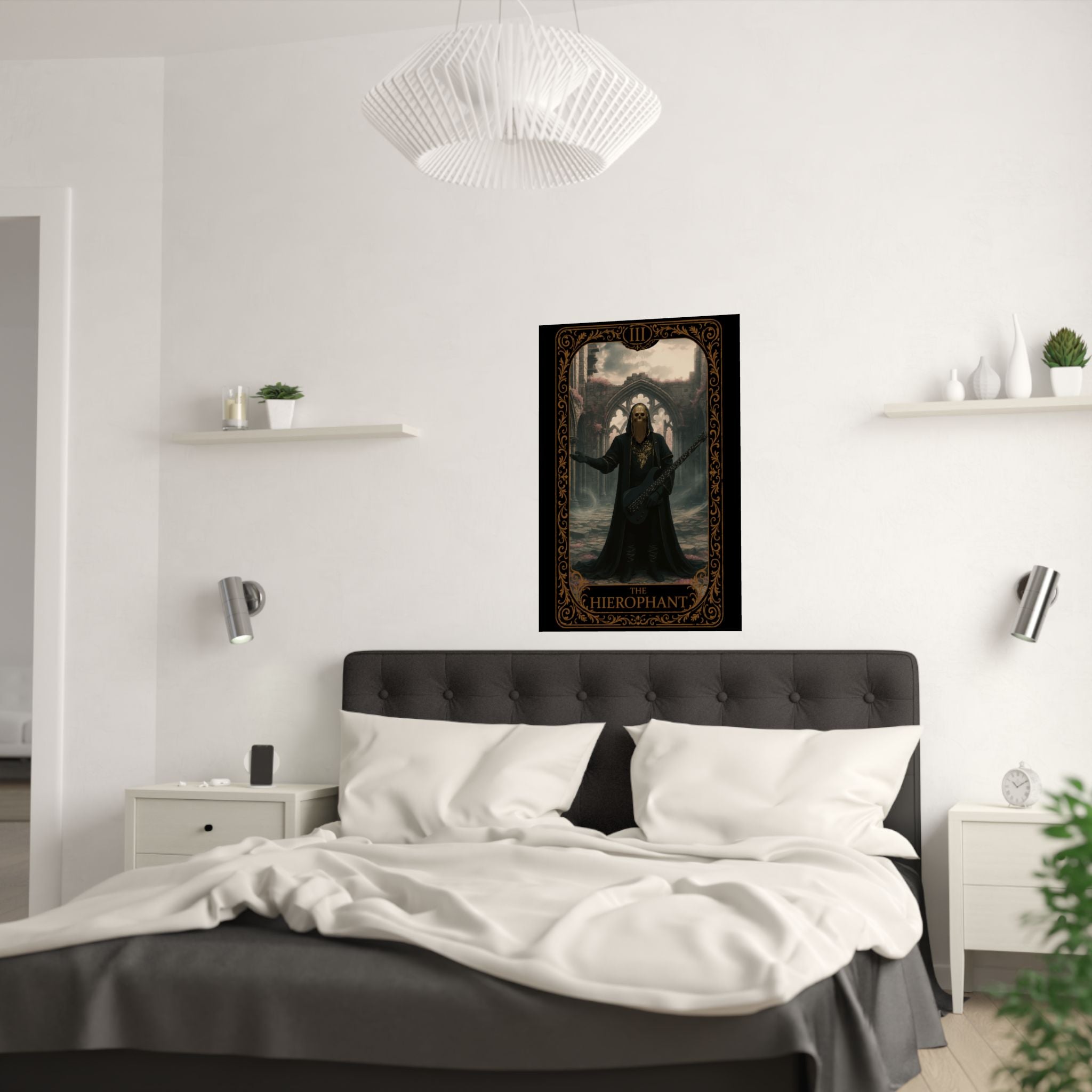 The Hierophant Tarot, Gothic Satin Poster, Unique Art Print, Wall Decor, Tarot Card Home Decor, Gothic Aesthetic Wall Art