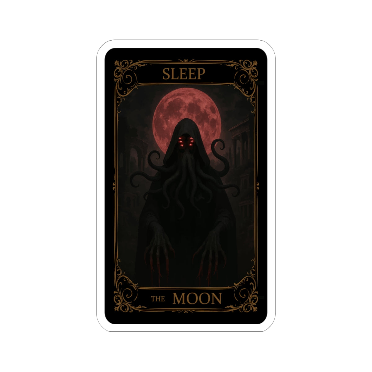 The Moon Tarot Kiss-Cut Stickers, Gothic Decor, Planner Stickers, Witchy Aesthetic, Dark Art, Spooky Gifts