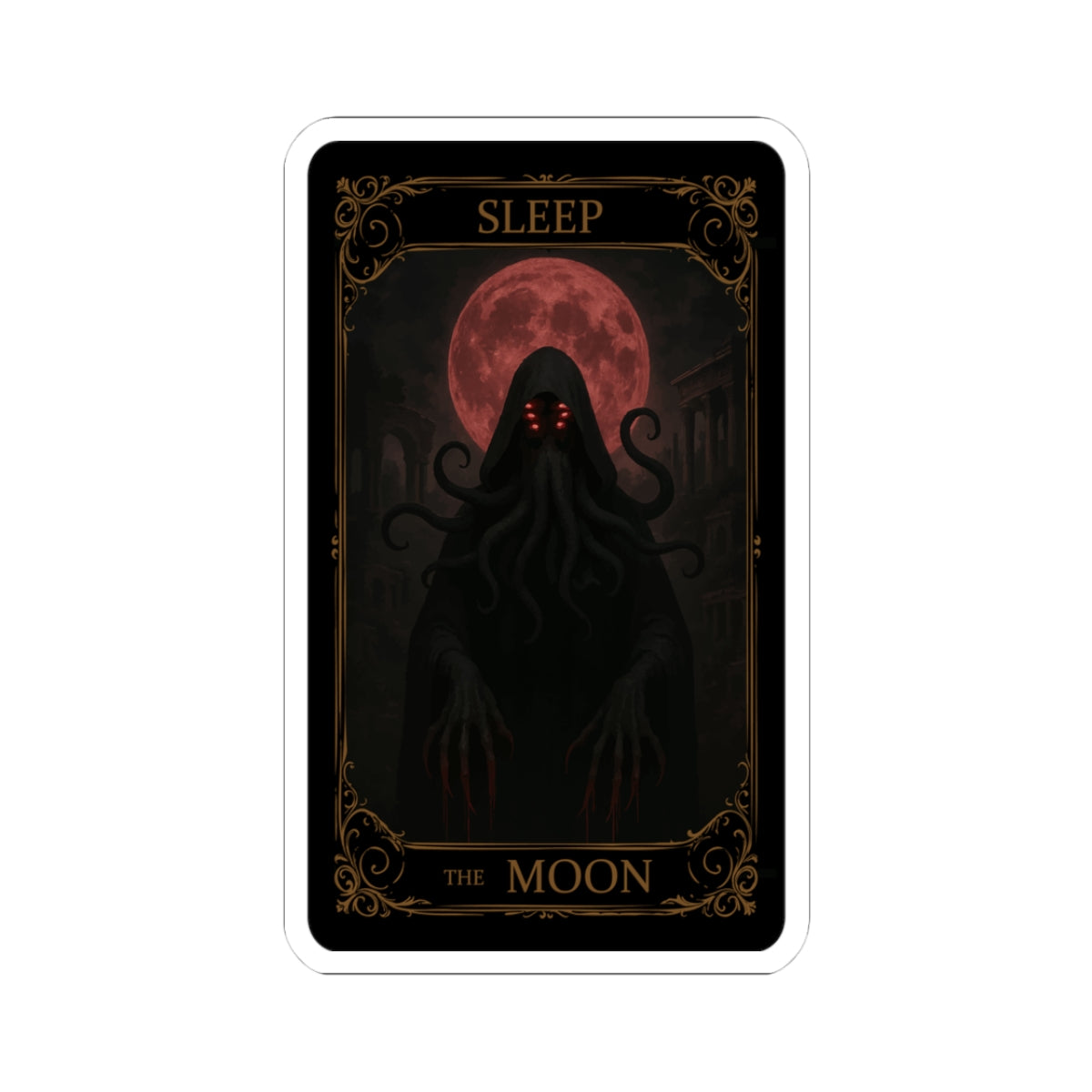 The Moon Tarot Kiss-Cut Stickers, Gothic Decor, Planner Stickers, Witchy Aesthetic, Dark Art, Spooky Gifts