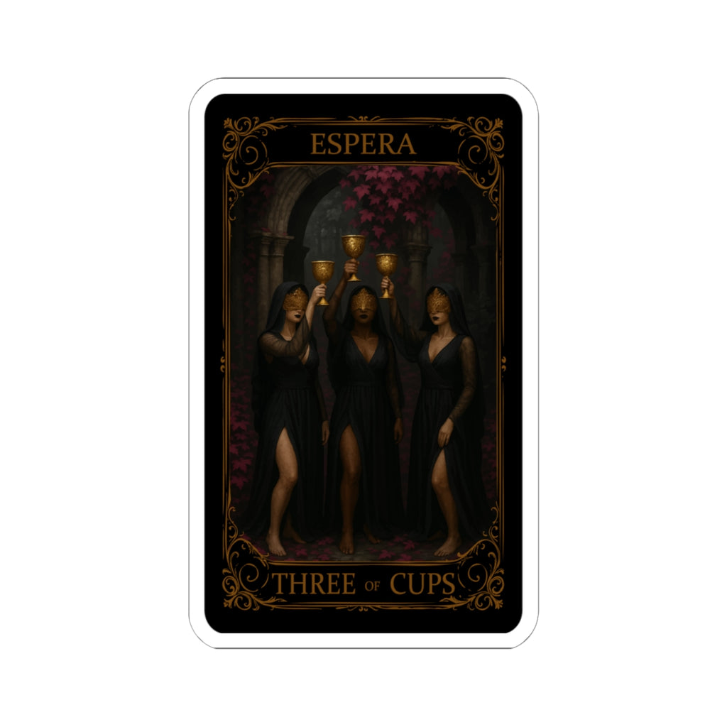 Espera Three of Cups Kiss-Cut Stickers | Magical Decor, Tarot Art Stickers, Spiritual Gifts, Party Decor, Witchy Aesthetic