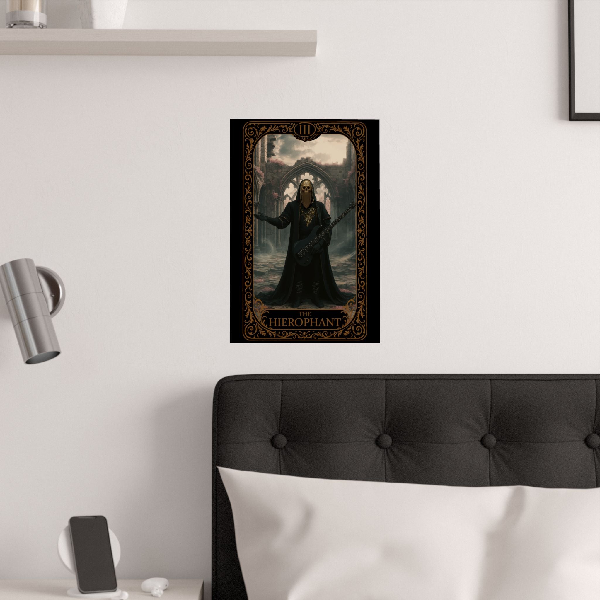 The Hierophant Tarot, Gothic Satin Poster, Unique Art Print, Wall Decor, Tarot Card Home Decor, Gothic Aesthetic Wall Art