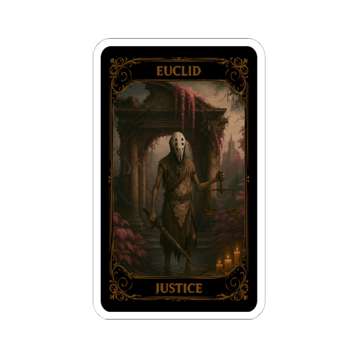 Justice Tarot Dark Fantasy Kiss-Cut Stickers, Grim Artwork, Laptop Decor, Witchy Vibes, Unique Gifts, Collectible Stickers