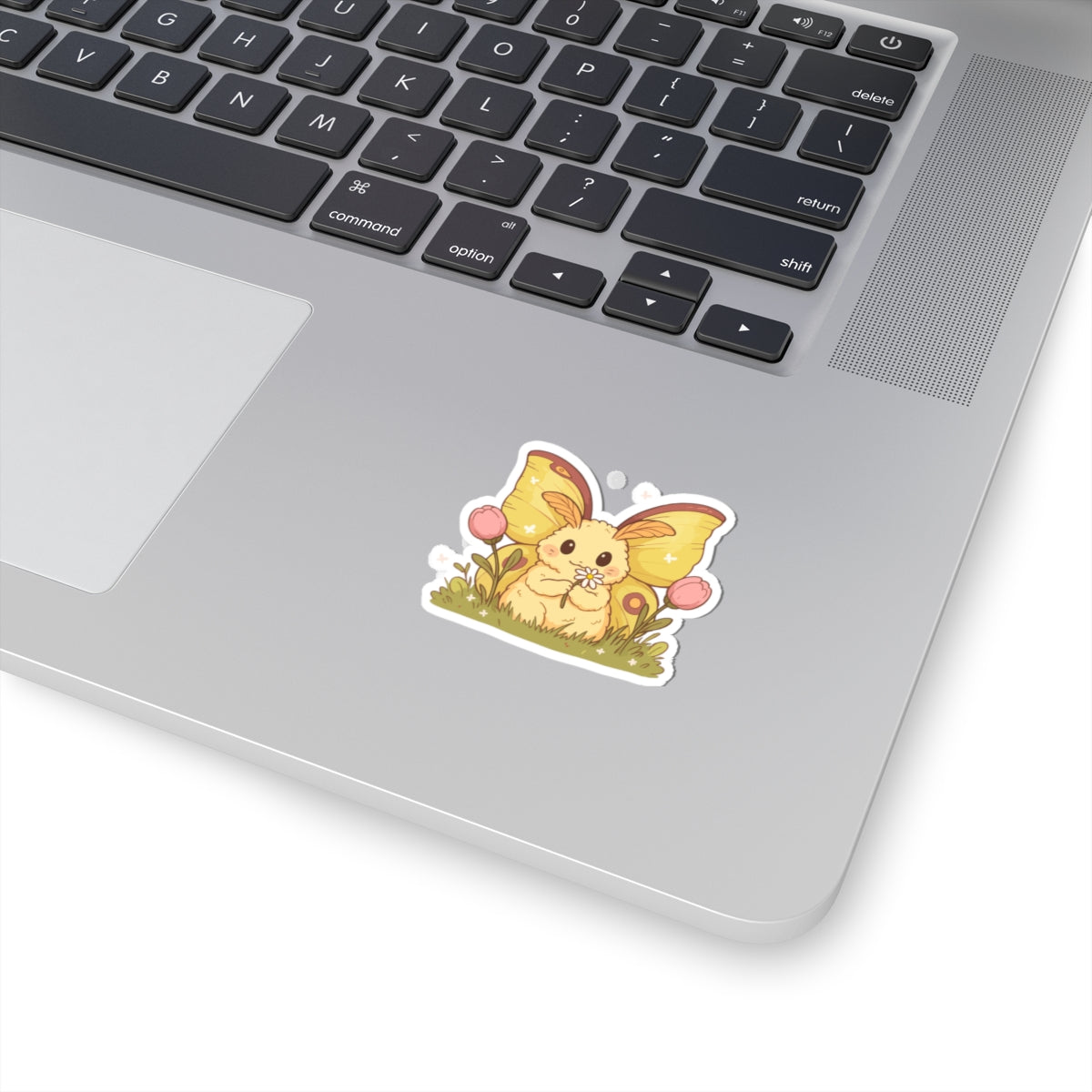 Cute Rosey Maple Moth Sticker — Kawaii Floral Laptop Decal