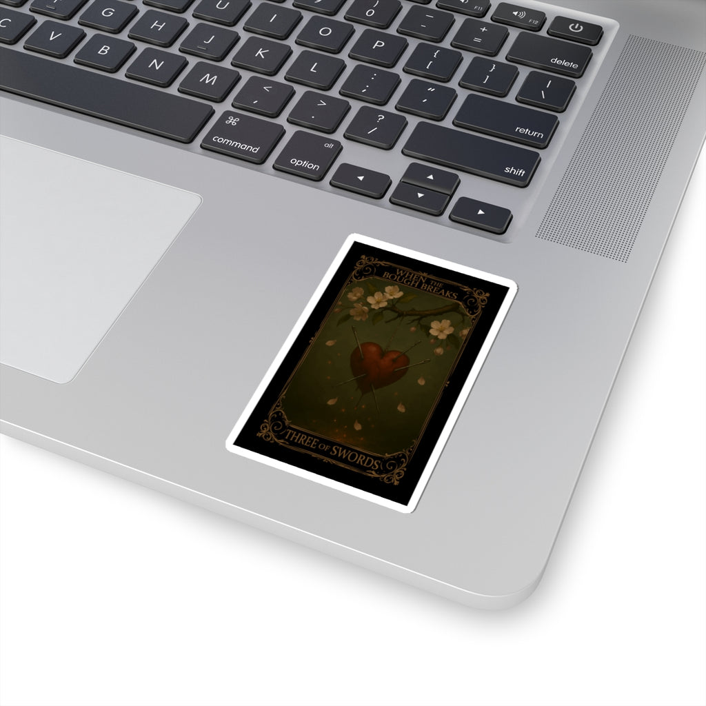 Three of Swords Tarot- Mood-Enhancing Kiss-Cut Stickers, Three Swords Heart Design, Perfect for Journals, Laptops, Gifts, Home Decor, Romantic Occasions