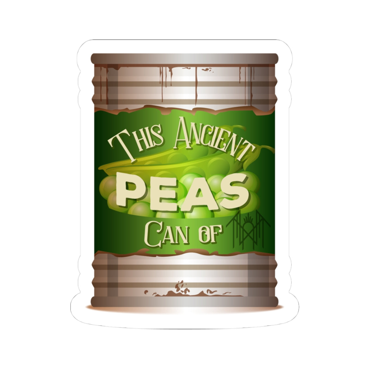 Ancient Canopies-Cut Stickers - Vintage Peas Can Design, Retro Decor, Fun Gifts, Laptop Stickers, Whimsical Housewarming Decor