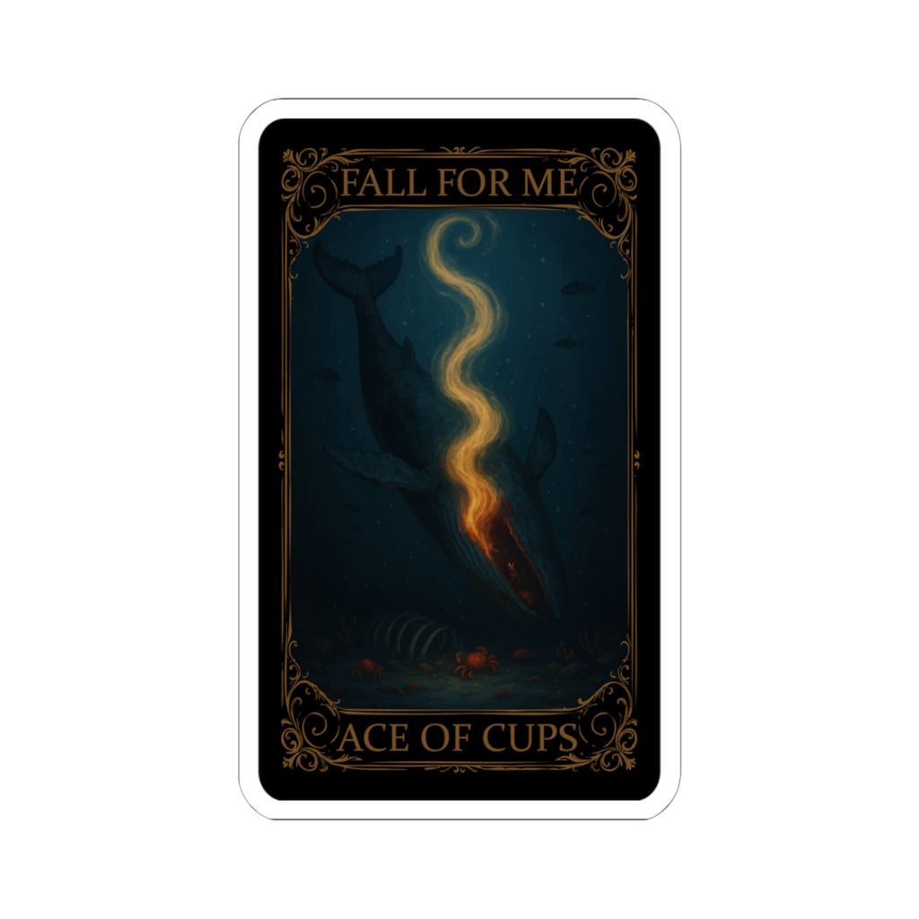 Ace of Cups Tarot -Mystical Whale Kiss-Cut Stickers, Tarot Card Decor, Laptop Stickers, Gift for Tarot Lovers, Nautical Aesthetic, Spiritual Gift