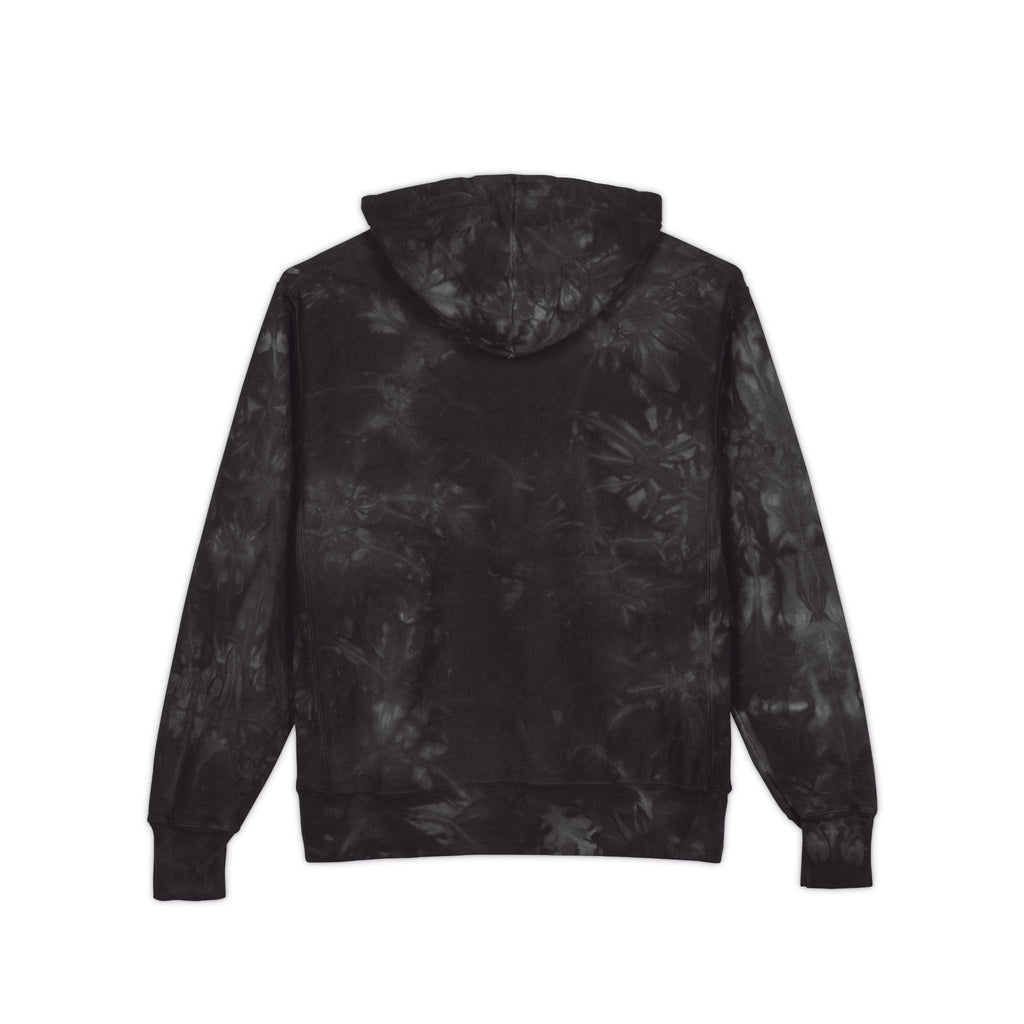 Dark Bubble Mew-Tie-Dye Embroidered Hoodie — Blue Floral Globe Patch