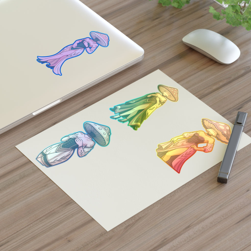 Mushroom lady Spirits Sticker Sheet — Forest Mushroom Character Vinyl Stickers