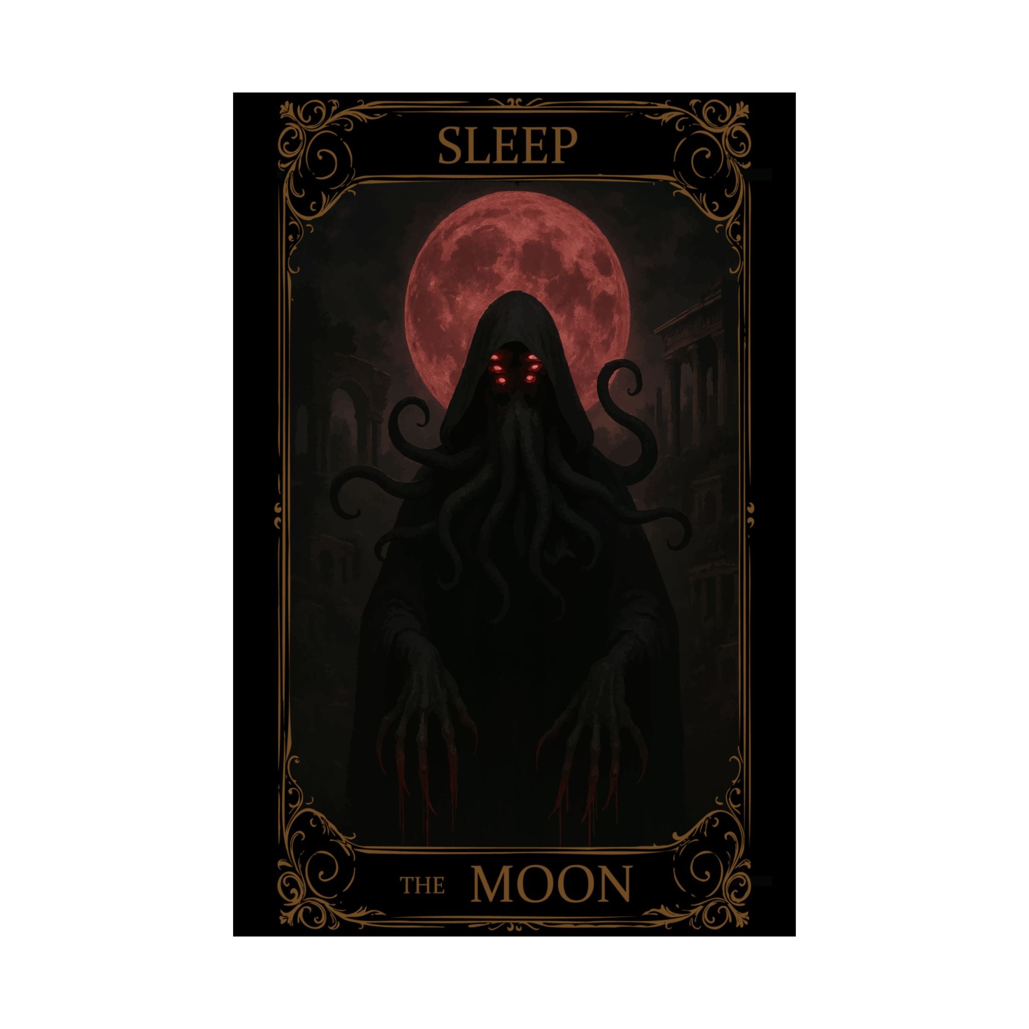 Sleep- The Moon Tarot Satin Poster | Dark Aesthetic Wall Art, Gothic Decor, Bedroom Decor, Unique Gift, Home Decor