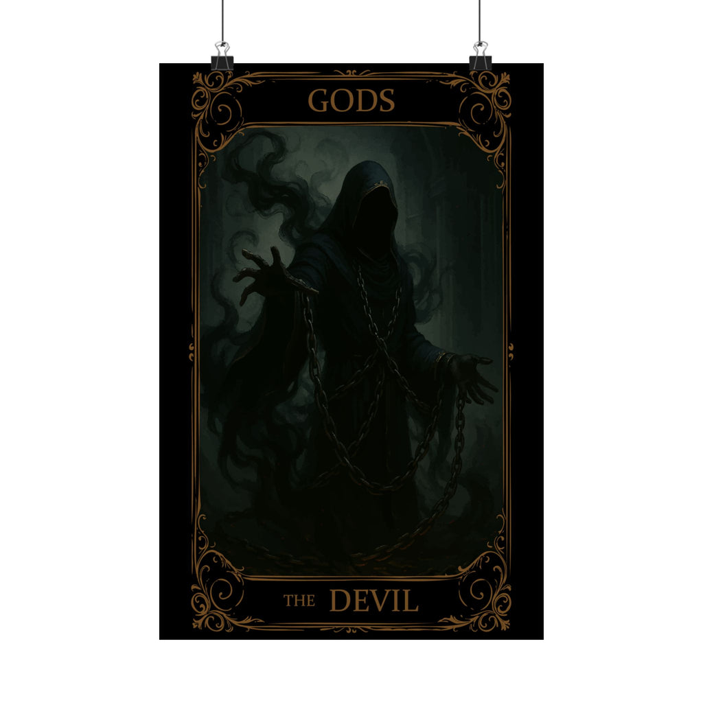 The Devil Tarot- Fantasy Satin Poster, Wall Art, Gothic Decor, Satan Themed Print, Home Aesthetic, Perfect for Halloween