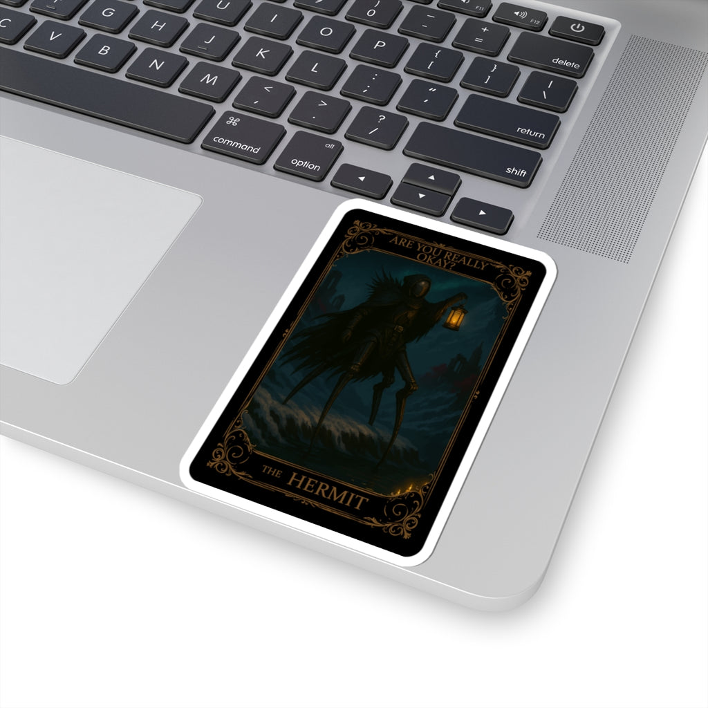 Hermit tarot, Dark Humor Kiss-Cut Stickers, Gothic Decor. Quirky Wall Art, Unique Sticker for Laptops, Witchy Aesthetic