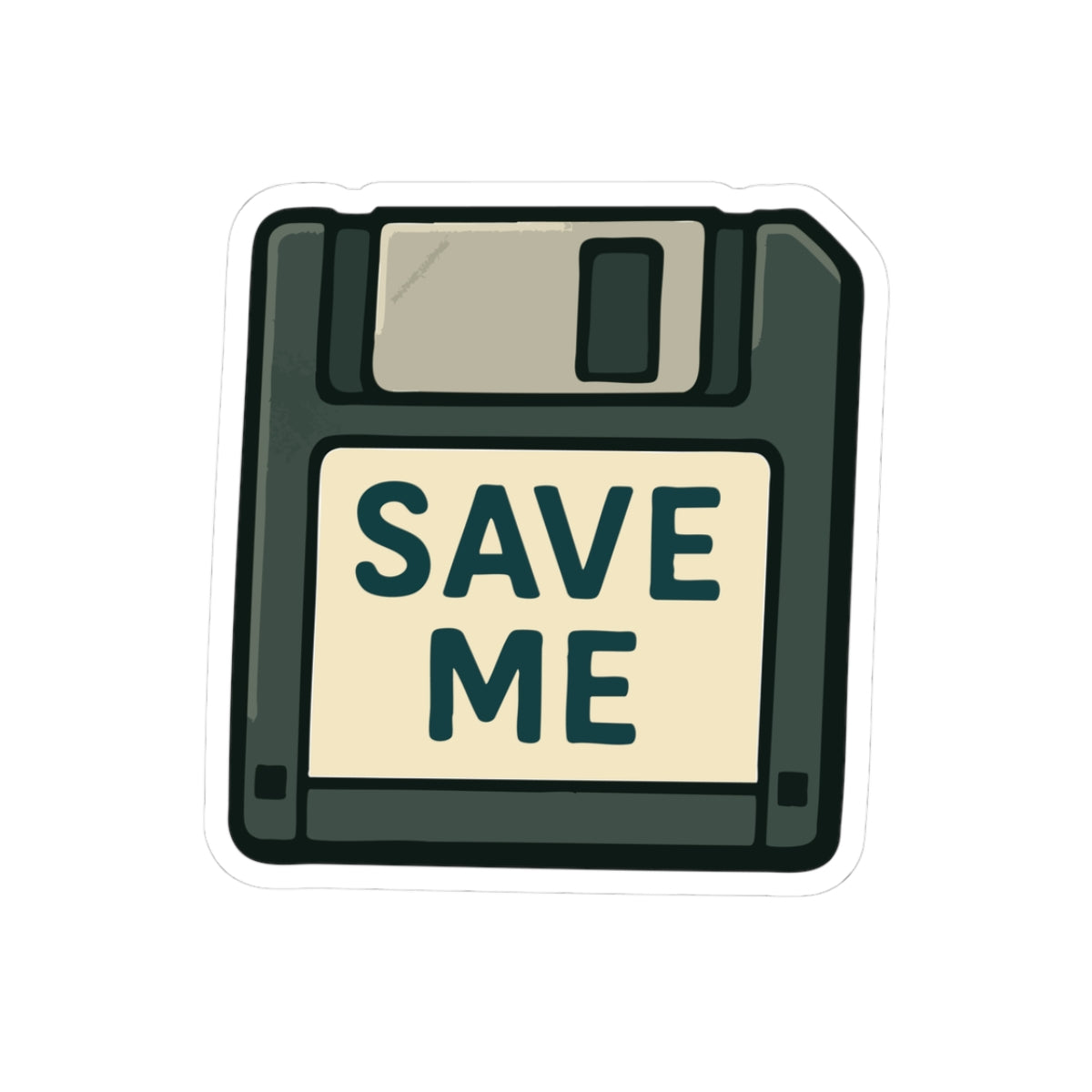 Floppy Disk "Save Me" Sticker — Retro Tech Kiss-Cut Vinyl Decal