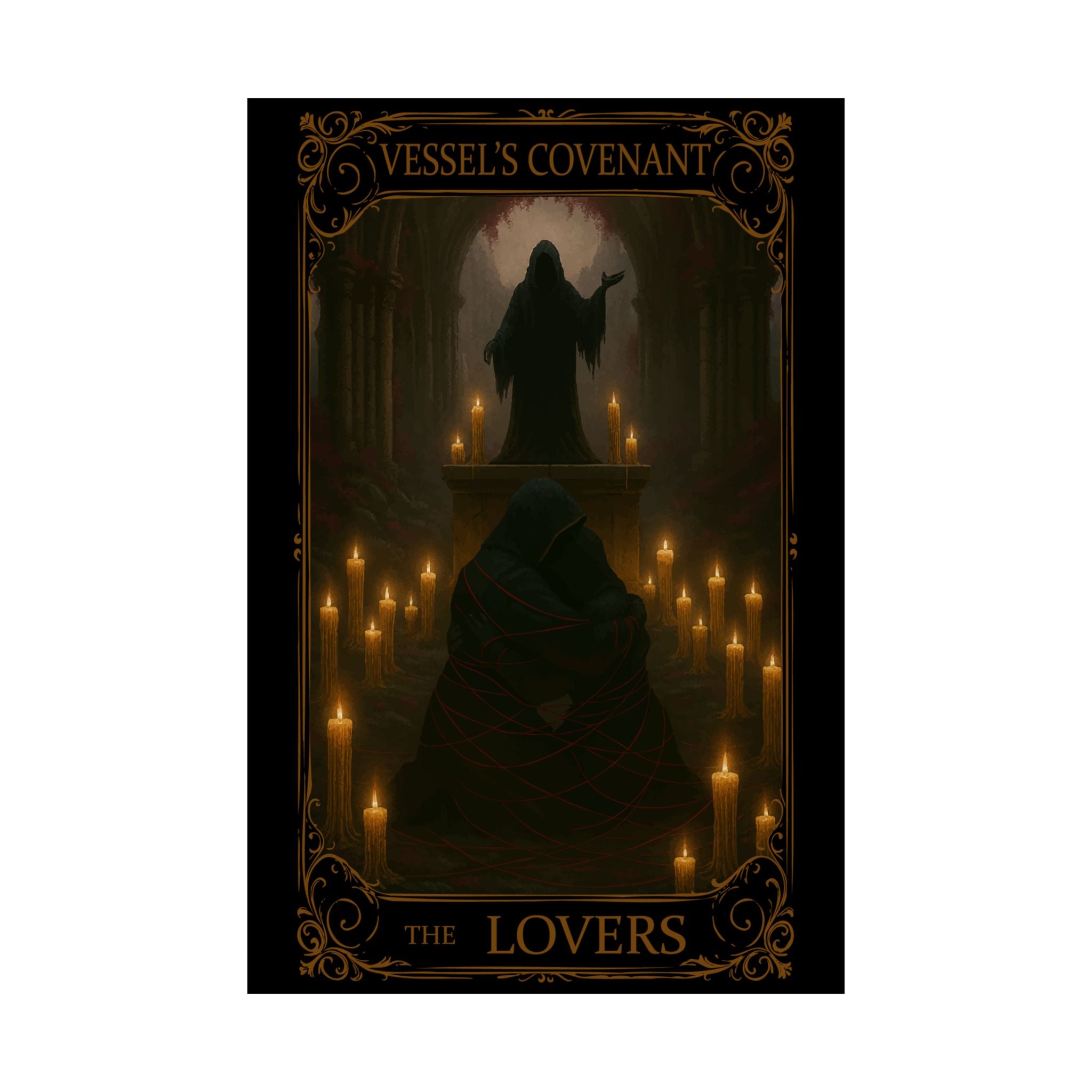 The Lovers Tarot Ethereal Satin Poster Art Print, Dark Romance Wall Decor, Gothic Home Decoration, Occult Aesthetic Wall Art